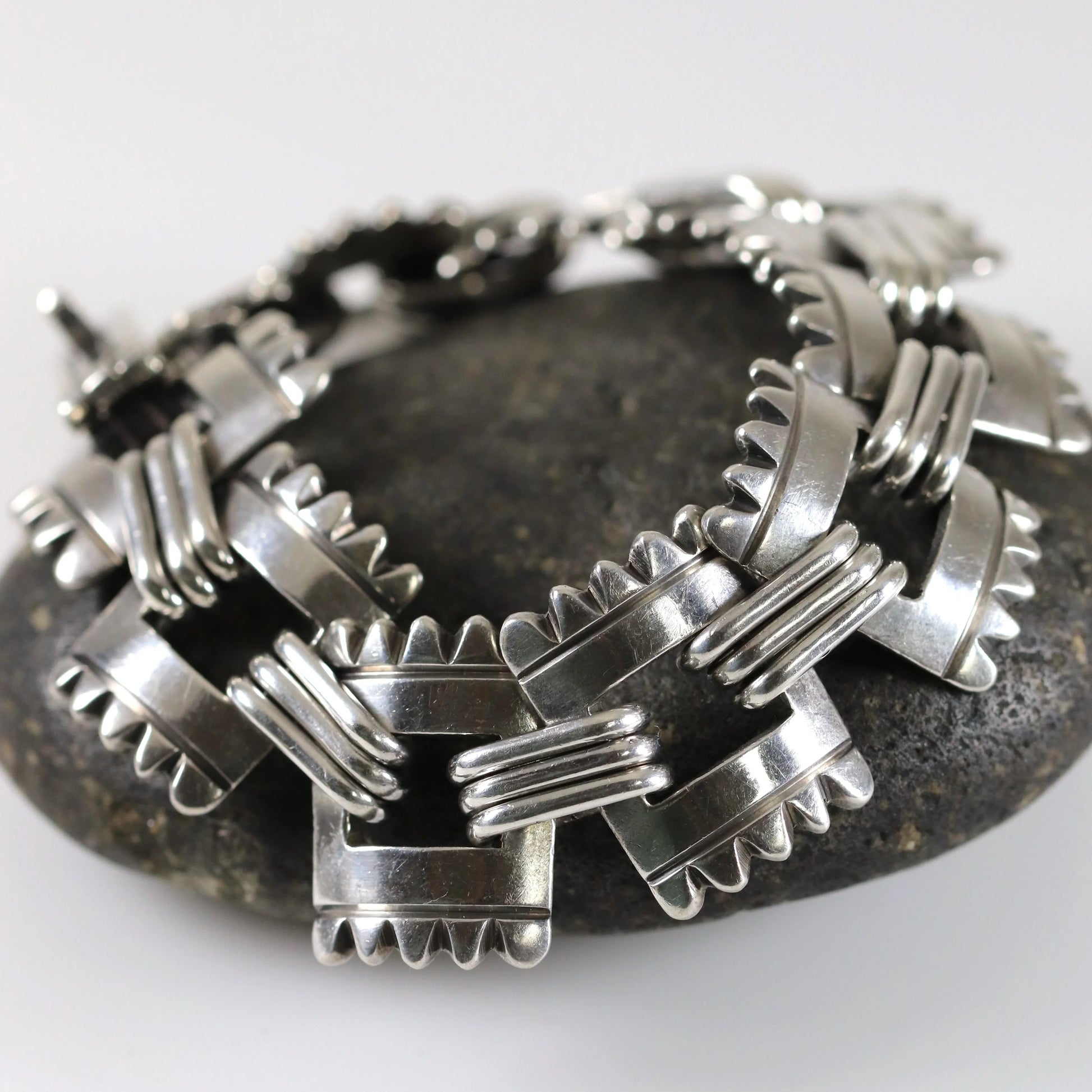 SOLD OUT: Vintage Hector Aguilar Jewelry | Hector Aguilar Fringe Taxco Bracelet Mexico (7 3/4") - Carmel Fine Silver Jewelry