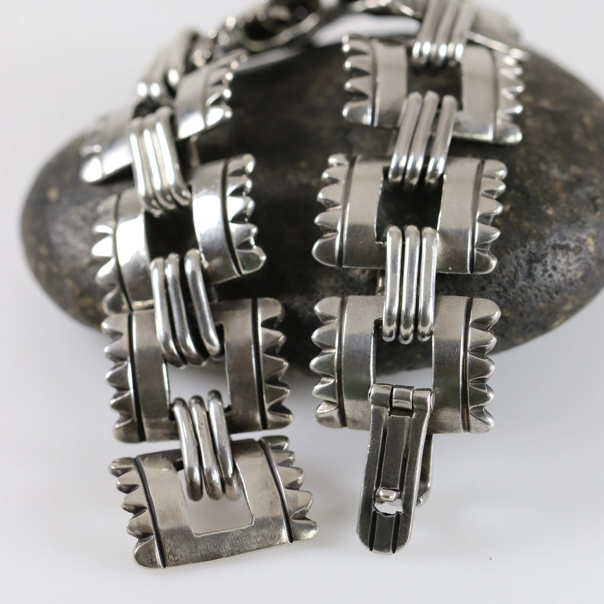 SOLD OUT: Vintage Hector Aguilar Jewelry | Hector Aguilar Fringe Taxco Bracelet Mexico (7 3/4") - Carmel Fine Silver Jewelry