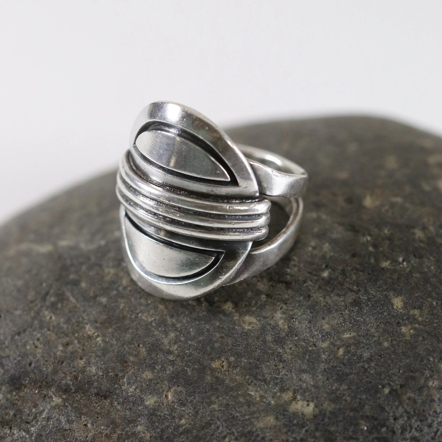SOLD OUT: Vintage Hector Aguilar Jewelry | Modernist Sterling Silver Ring Mexico - Carmel Fine Silver Jewelry