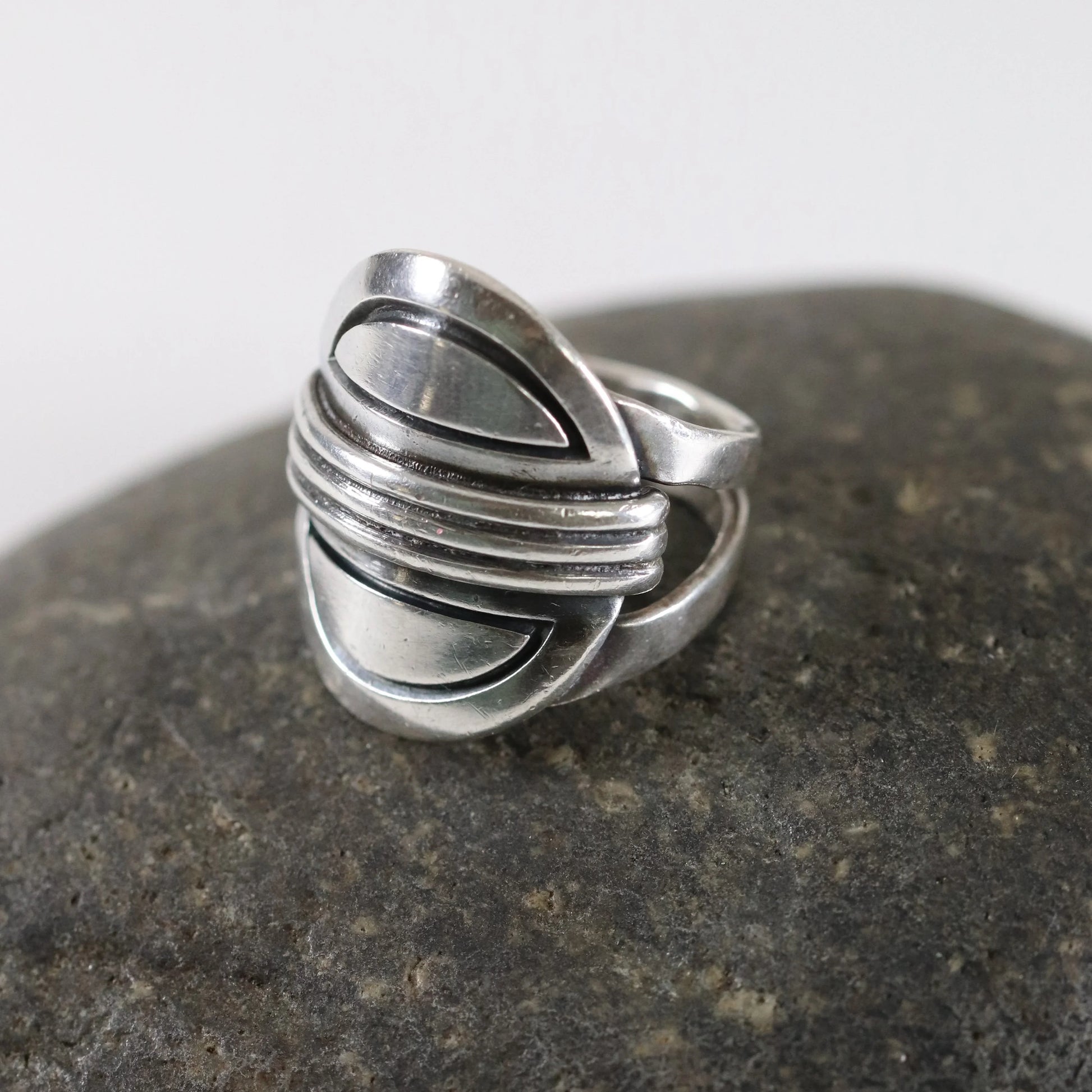 SOLD OUT: Vintage Hector Aguilar Jewelry | Modernist Sterling Silver Ring Mexico - Carmel Fine Silver Jewelry