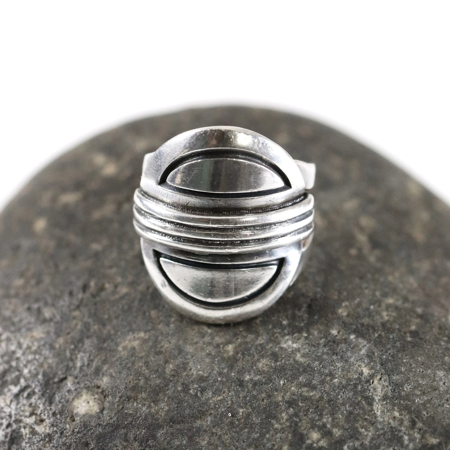 SOLD OUT: Vintage Hector Aguilar Jewelry | Modernist Sterling Silver Ring Mexico - Carmel Fine Silver Jewelry