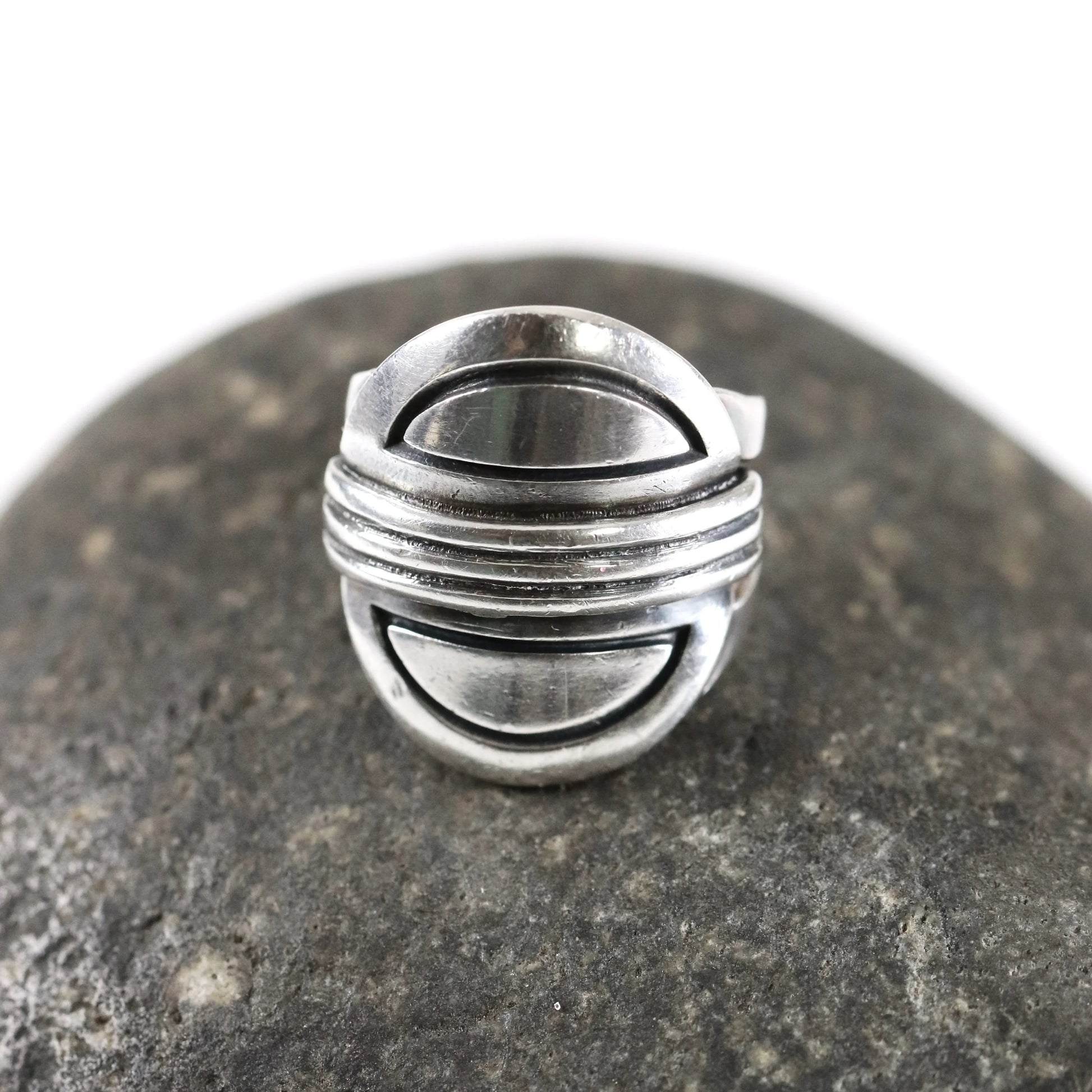 SOLD OUT: Vintage Hector Aguilar Jewelry | Modernist Sterling Silver Ring Mexico - Carmel Fine Silver Jewelry