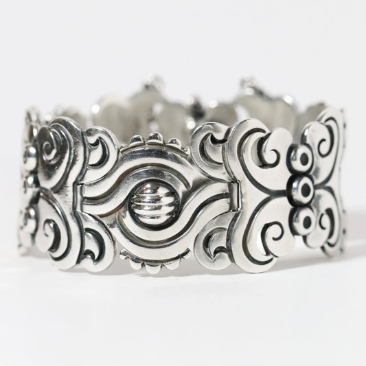 SOLD OUT: Vintage Hector Aguilar Jewelry | Ornate Panel Statement Bracelet Taxco Mexico - Carmel Fine Silver Jewelry