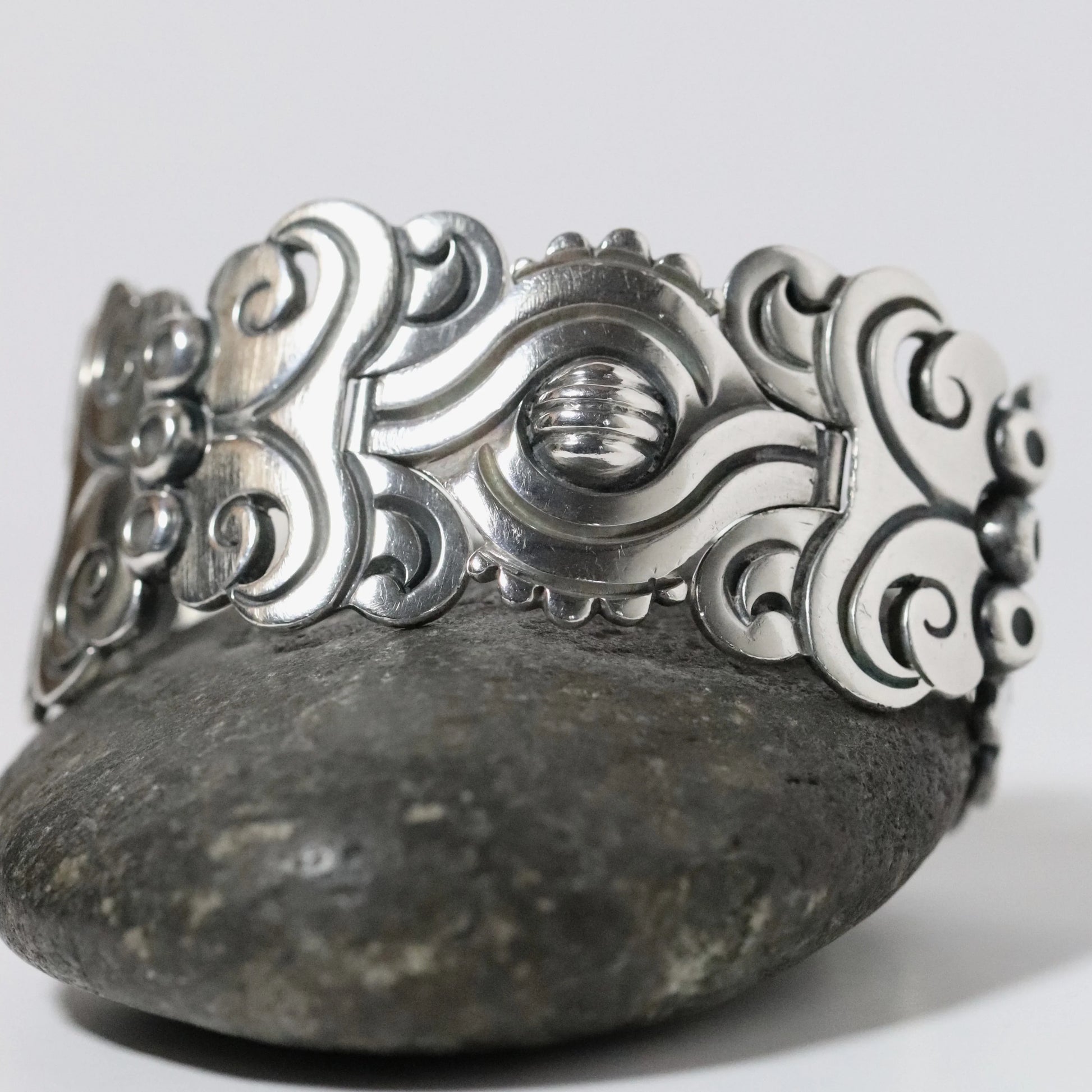 SOLD OUT: Vintage Hector Aguilar Jewelry | Ornate Panel Statement Bracelet Taxco Mexico - Carmel Fine Silver Jewelry