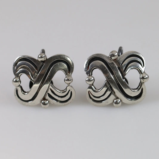 SOLD OUT: Vintage Hector Aguilar Jewelry | Signed Mid-Century Modernist Earrings Taxco Mexico - Carmel Fine Silver Jewelry