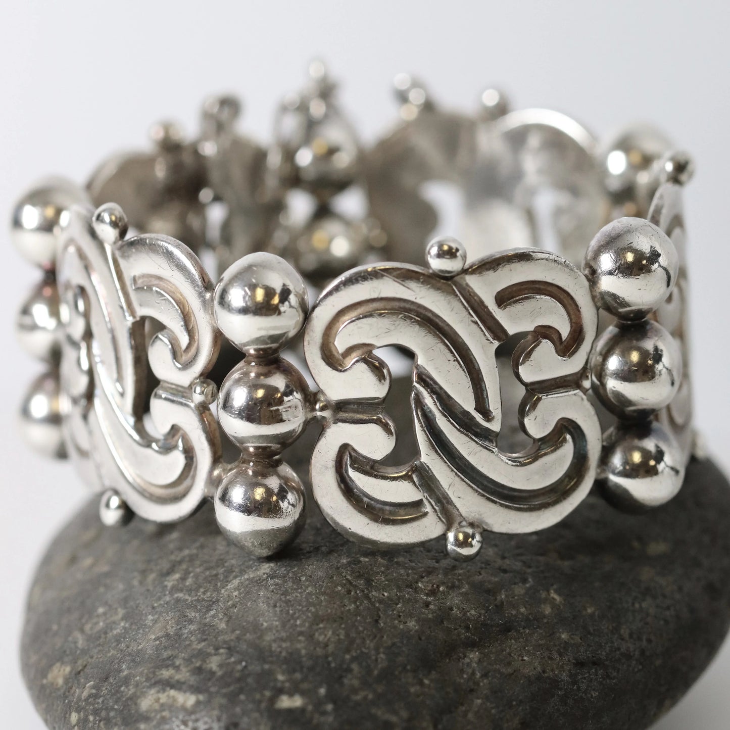 SOLD OUT: Vintage Hector Aguilar Taxco Silver Mexican Jewelry | Mid-Century 940 Fertility Bracelet - Carmel Fine Silver Jewelry