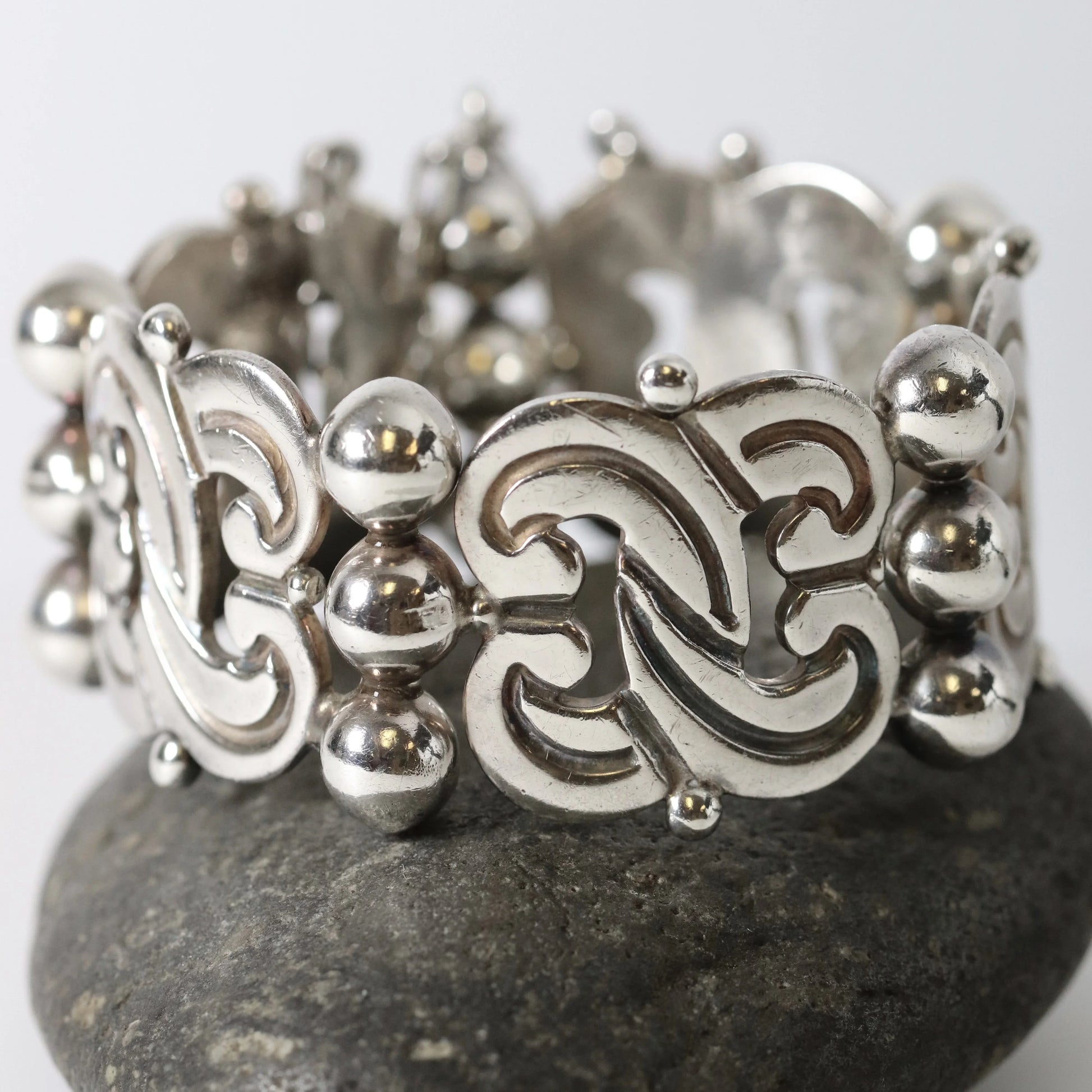SOLD OUT: Vintage Hector Aguilar Taxco Silver Mexican Jewelry | Mid-Century 940 Fertility Bracelet - Carmel Fine Silver Jewelry