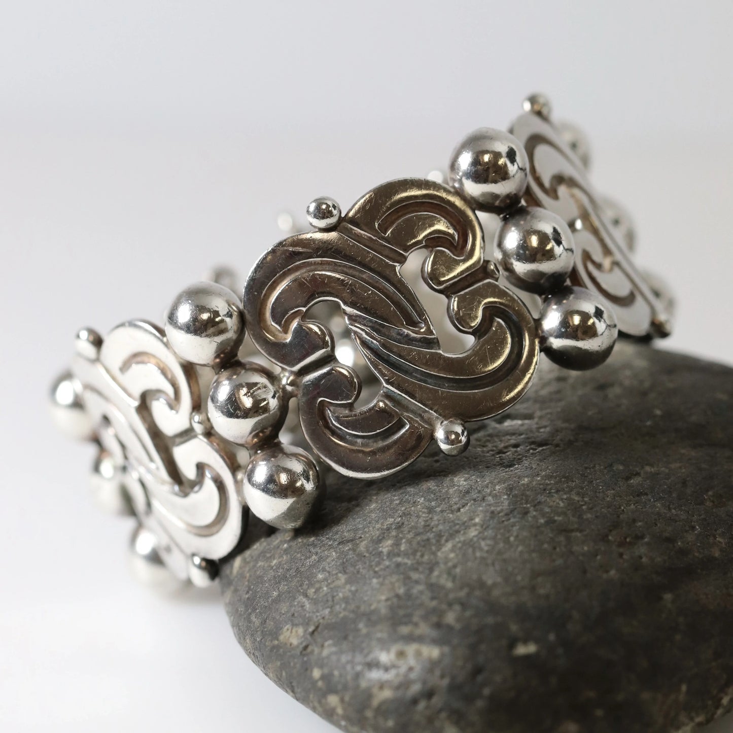SOLD OUT: Vintage Hector Aguilar Taxco Silver Mexican Jewelry | Mid-Century 940 Fertility Bracelet - Carmel Fine Silver Jewelry