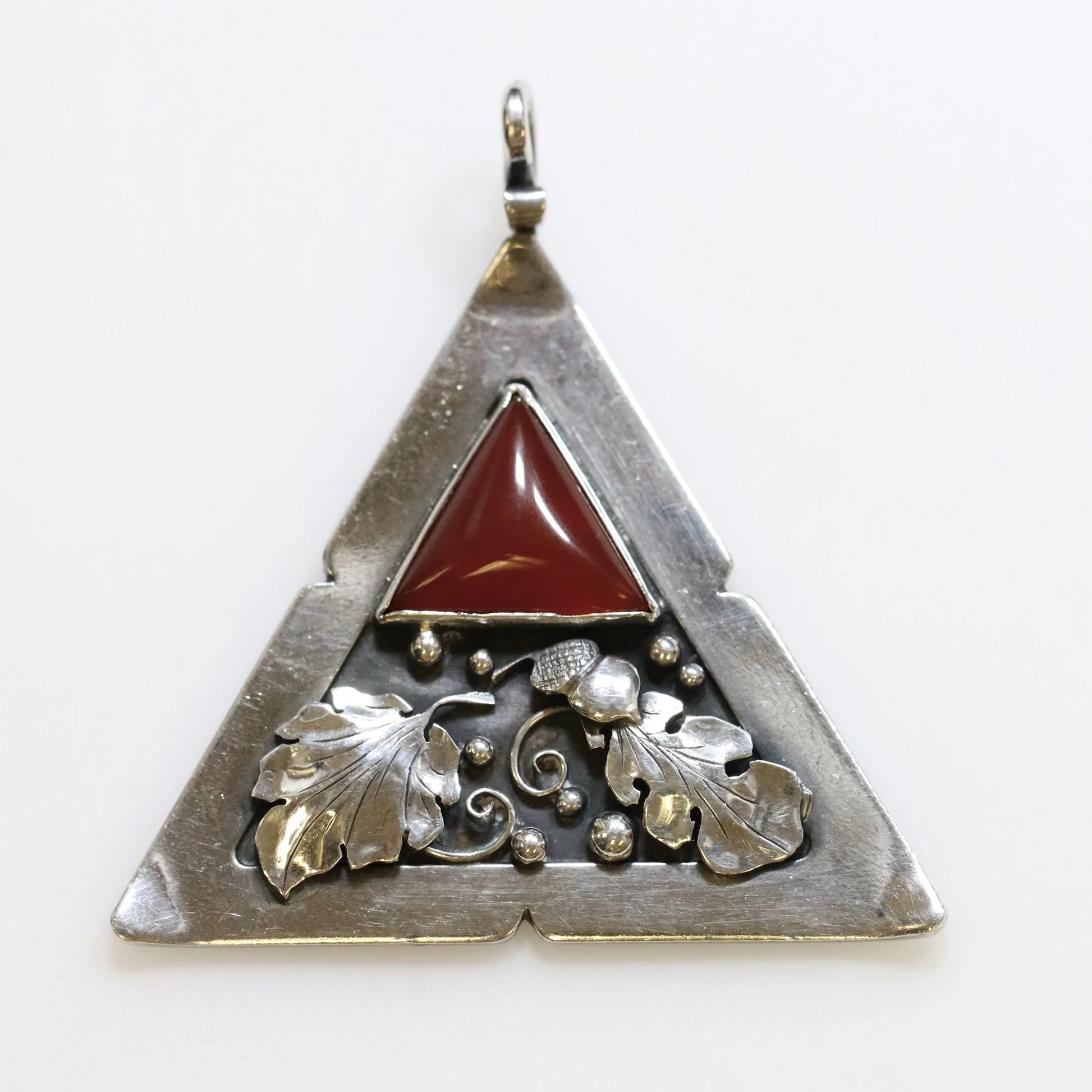 SOLD OUT: Vintage Lawrence Foss Silver Jewelry | Ornate Foliate Carnelian Pendant - Carmel Fine Silver Jewelry