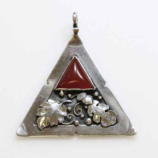SOLD OUT: Vintage Lawrence Foss Silver Jewelry | Ornate Foliate Carnelian Pendant - Carmel Fine Silver Jewelry