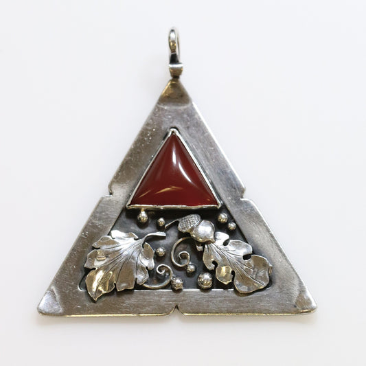 SOLD OUT: Vintage Lawrence Foss Silver Jewelry | Ornate Foliate Carnelian Pendant - Carmel FSJ