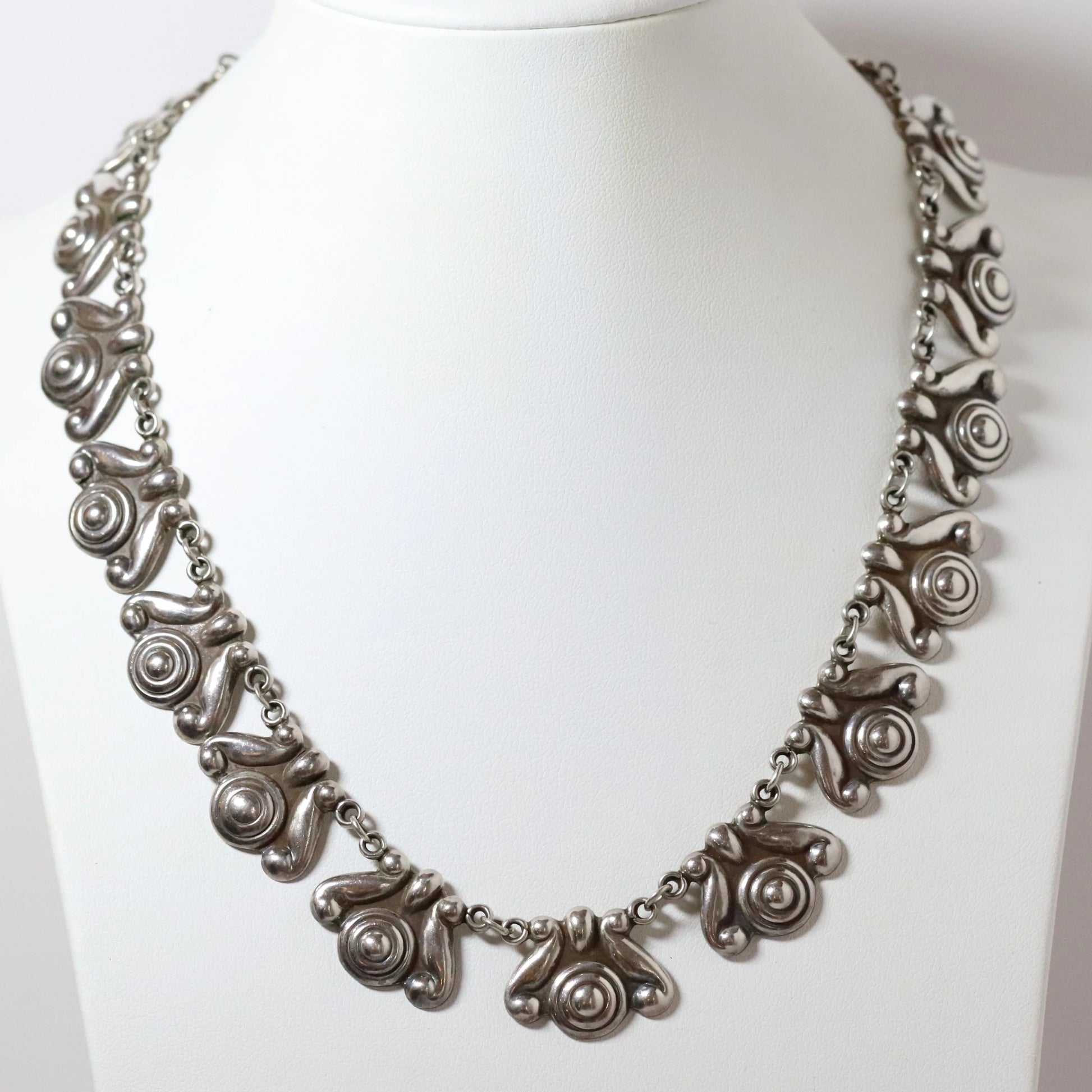 SOLD OUT: Vintage Los Castillo Jewelry | Floral Link Art Deco Necklace 264 Mexico - Carmel Fine Silver Jewelry