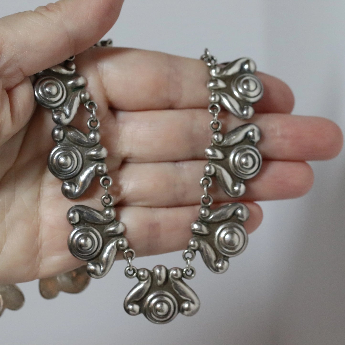 SOLD OUT: Vintage Los Castillo Jewelry | Floral Link Art Deco Necklace 264 Mexico - Carmel Fine Silver Jewelry
