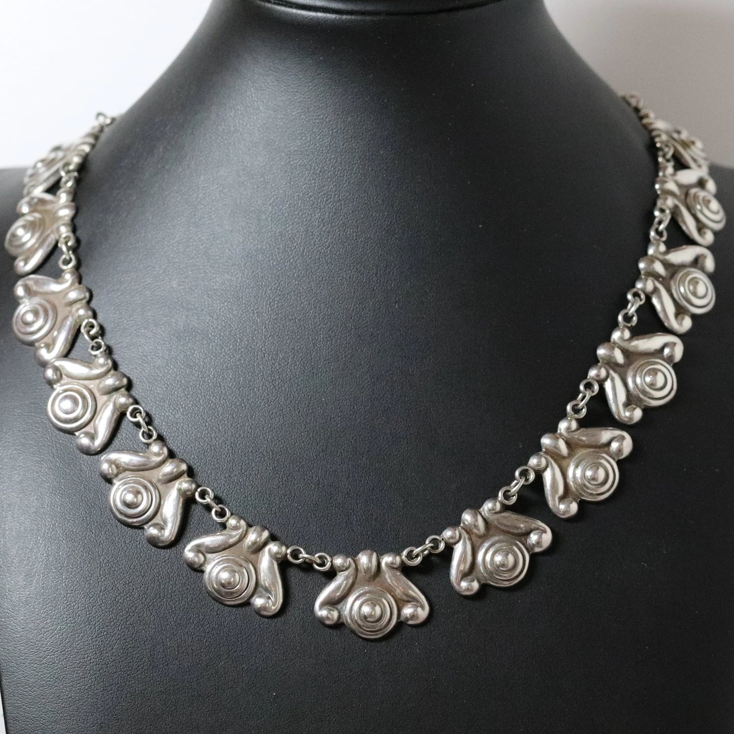 SOLD OUT: Vintage Los Castillo Jewelry | Floral Link Art Deco Necklace 264 Mexico - Carmel Fine Silver Jewelry