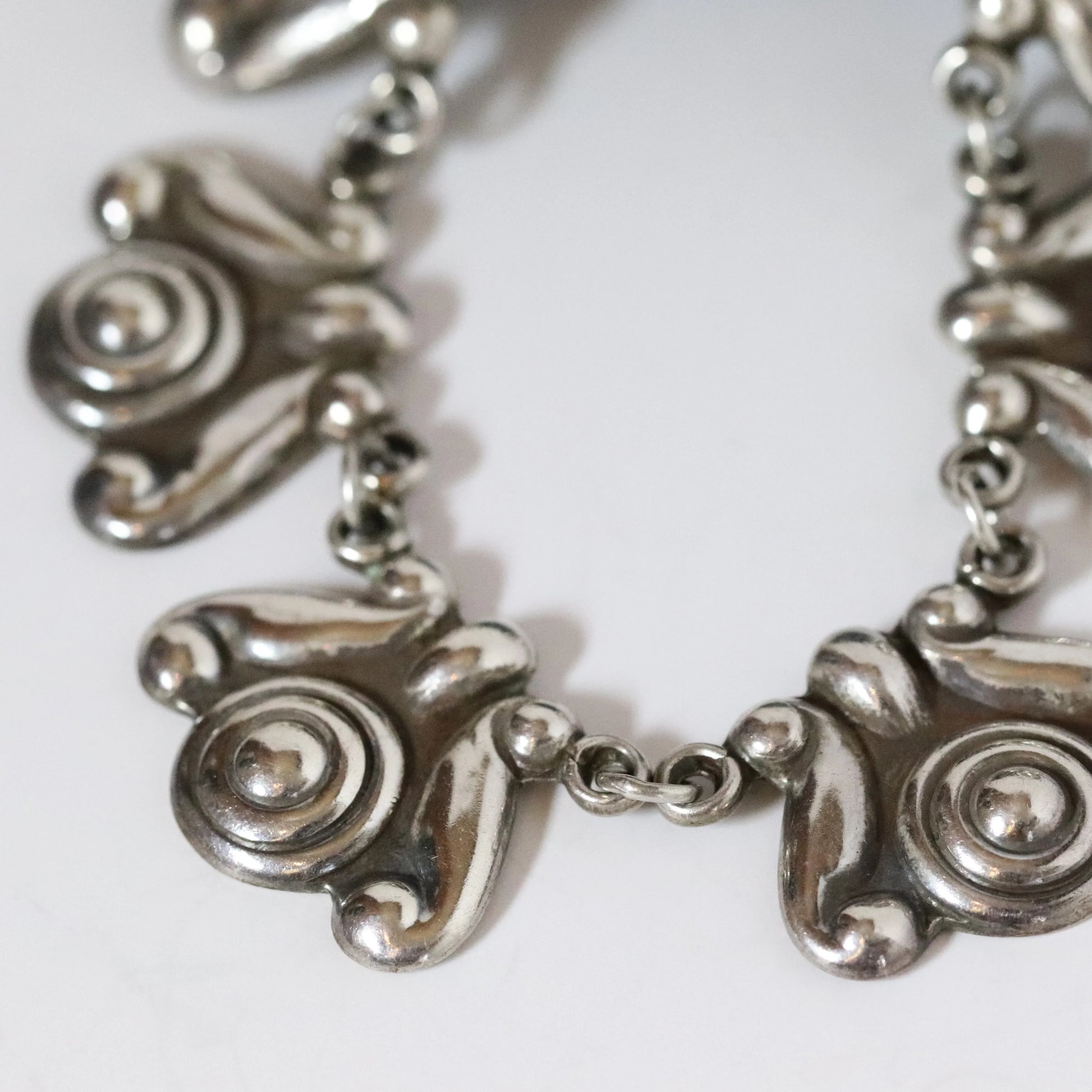 SOLD OUT: Vintage Los Castillo Jewelry | Floral Link Art Deco Necklace 264 Mexico - Carmel Fine Silver Jewelry