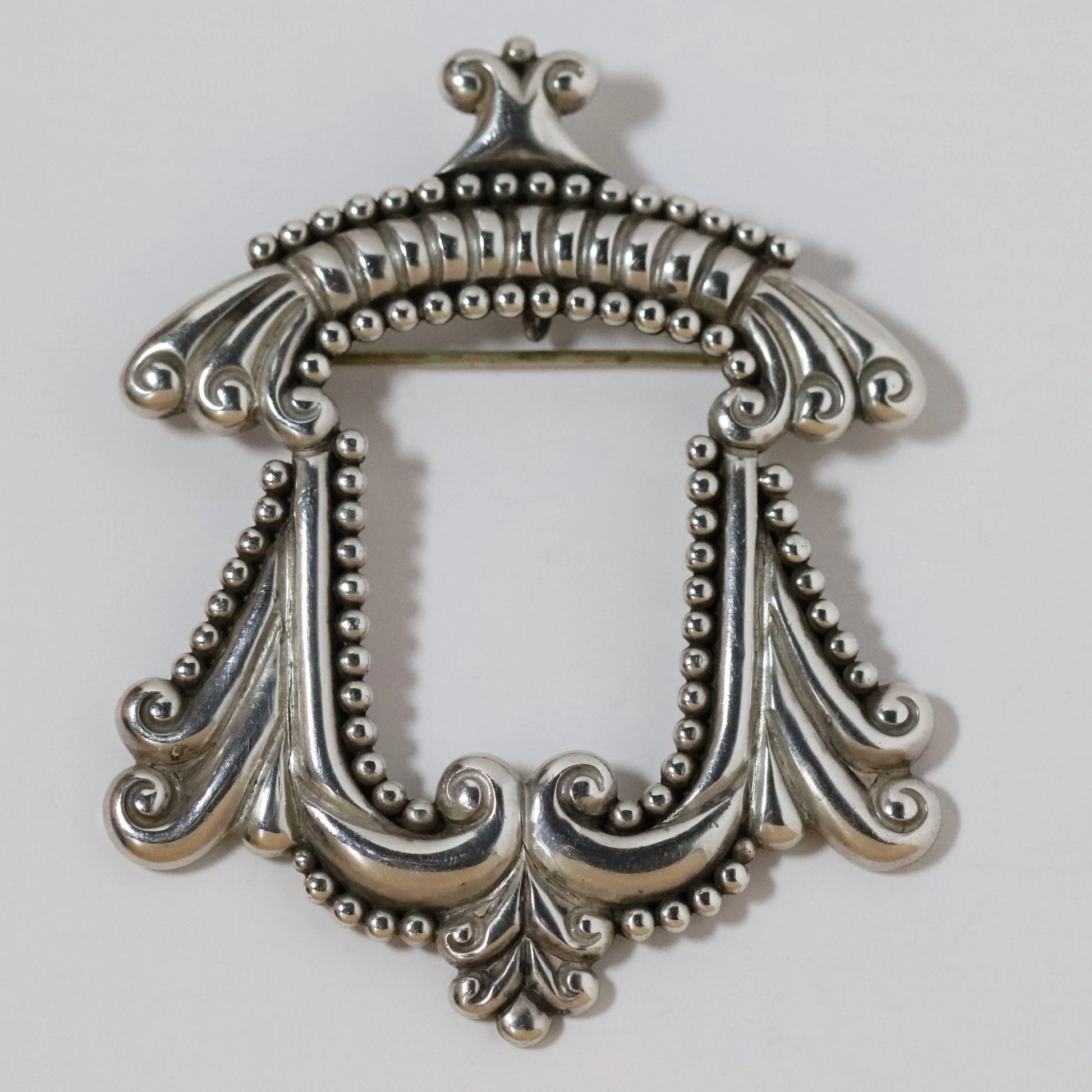 SOLD OUT: Vintage Los Castillo Jewelry | Ornate Scrollwork Brooch 466 Mexico - Carmel Fine Silver Jewelry