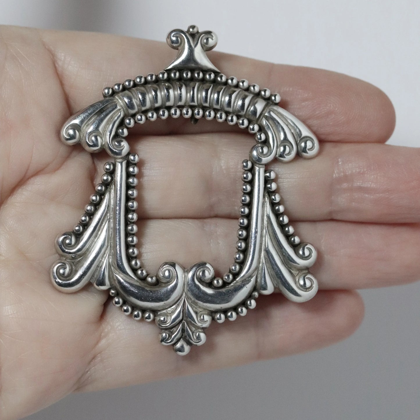 SOLD OUT: Vintage Los Castillo Jewelry | Ornate Scrollwork Brooch 466 Mexico - Carmel Fine Silver Jewelry