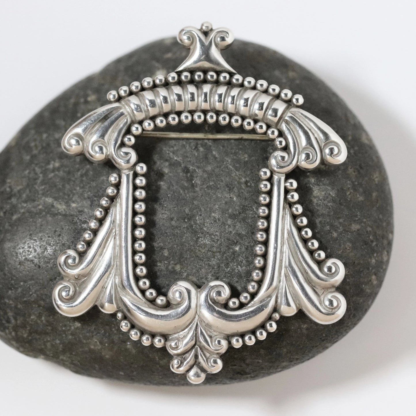 SOLD OUT: Vintage Los Castillo Jewelry | Ornate Scrollwork Brooch 466 Mexico - Carmel Fine Silver Jewelry