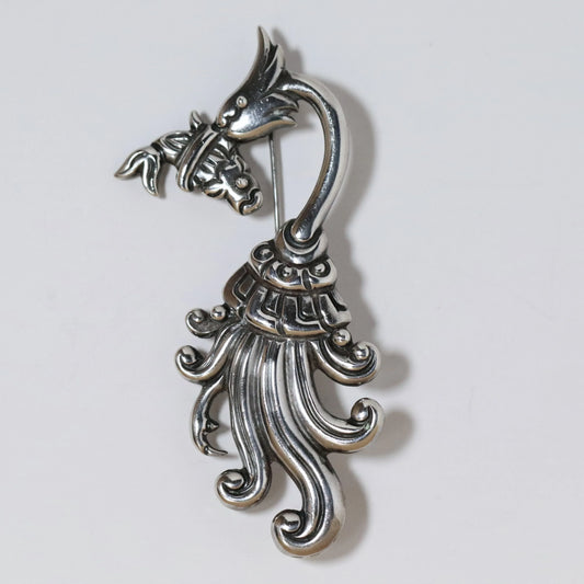 SOLD OUT: Vintage Los Castillo Jewelry | Sea Serpent Fish Brooch 220 Mexico - Carmel Fine Silver Jewelry