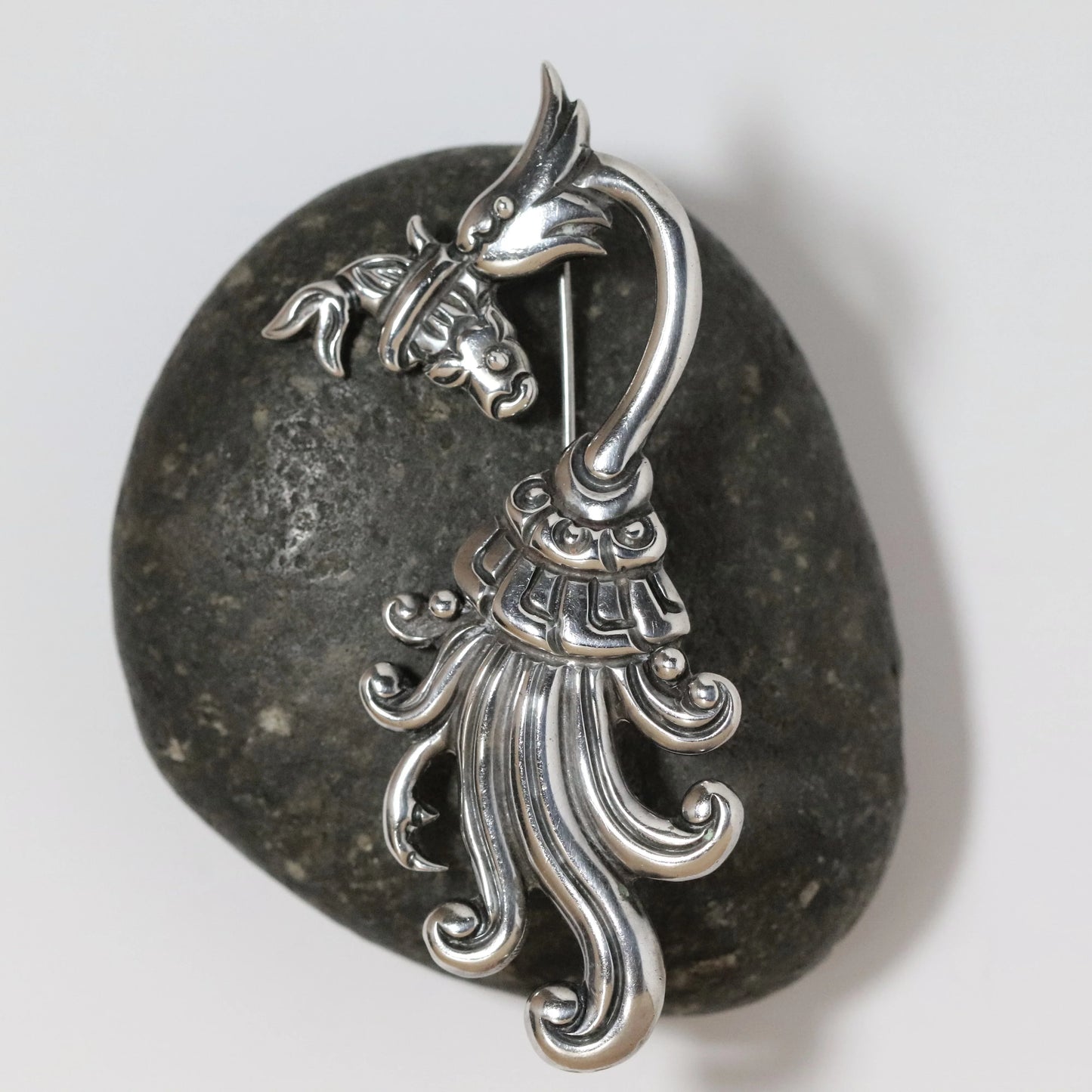 SOLD OUT: Vintage Los Castillo Jewelry | Sea Serpent Fish Brooch 220 Mexico - Carmel Fine Silver Jewelry