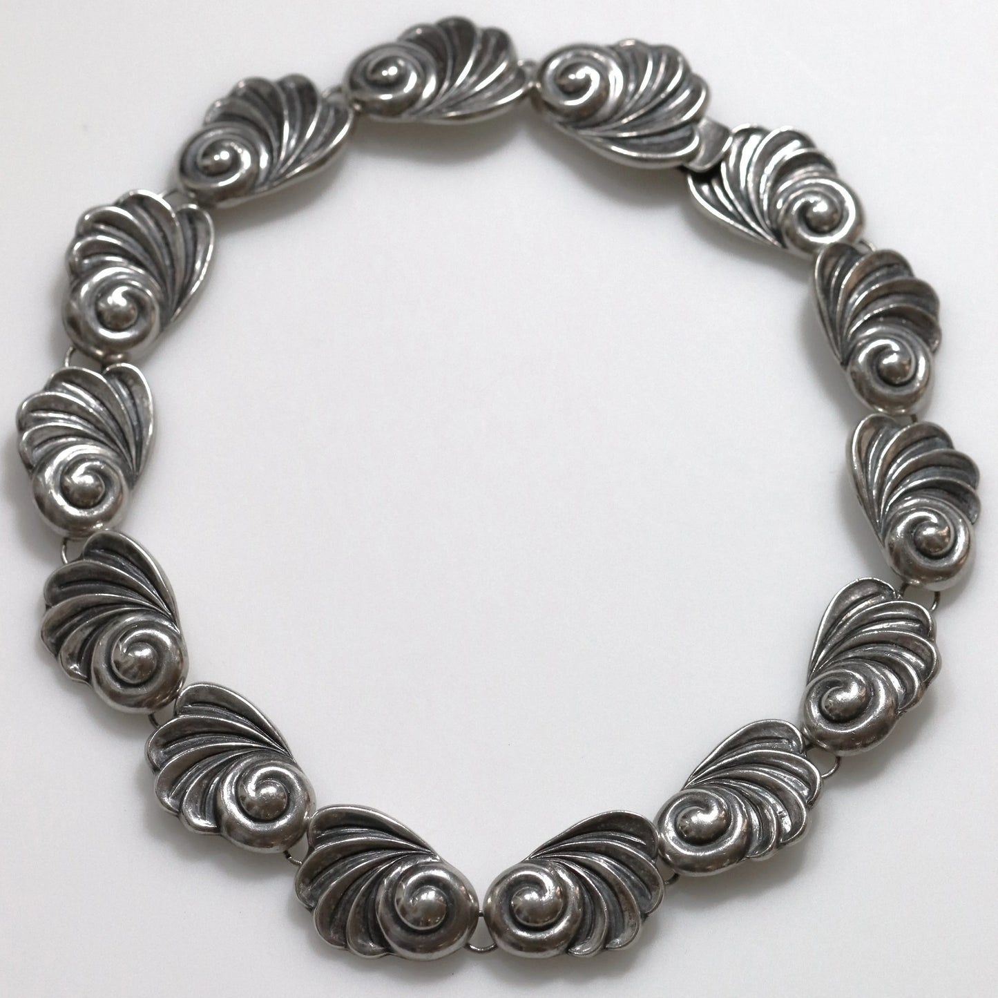 SOLD OUT: Vintage Los Castillo Taxco Mexican Jewelry | Floral Panel Link Necklace - Carmel Fine Silver Jewelry