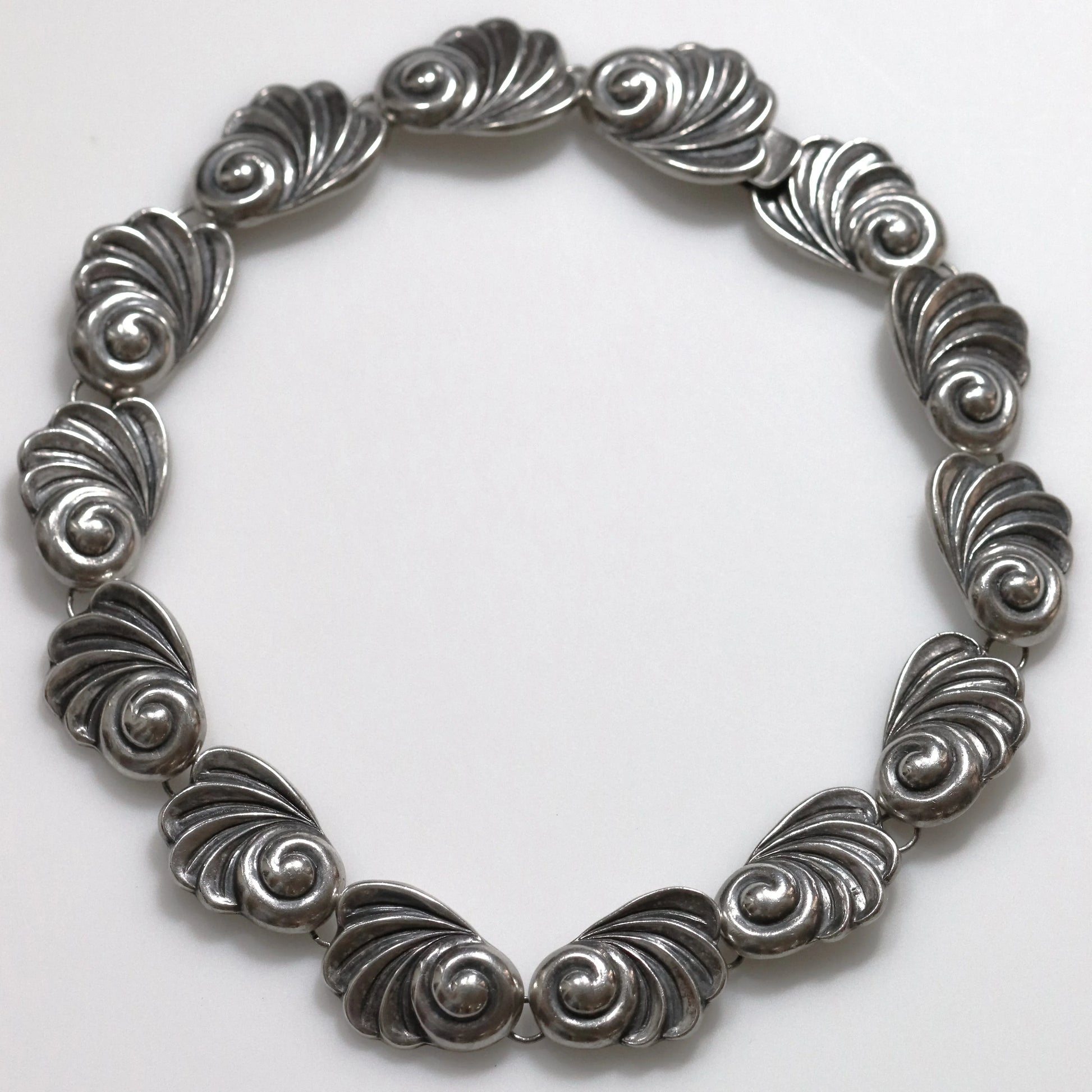 SOLD OUT: Vintage Los Castillo Taxco Mexican Jewelry | Floral Panel Link Necklace - Carmel Fine Silver Jewelry
