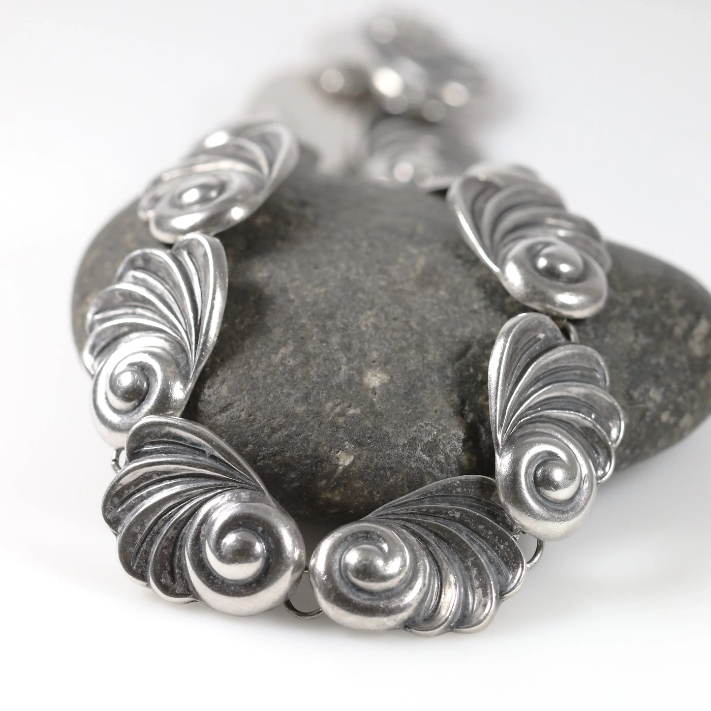 SOLD OUT: Vintage Los Castillo Taxco Mexican Jewelry | Floral Panel Link Necklace - Carmel Fine Silver Jewelry