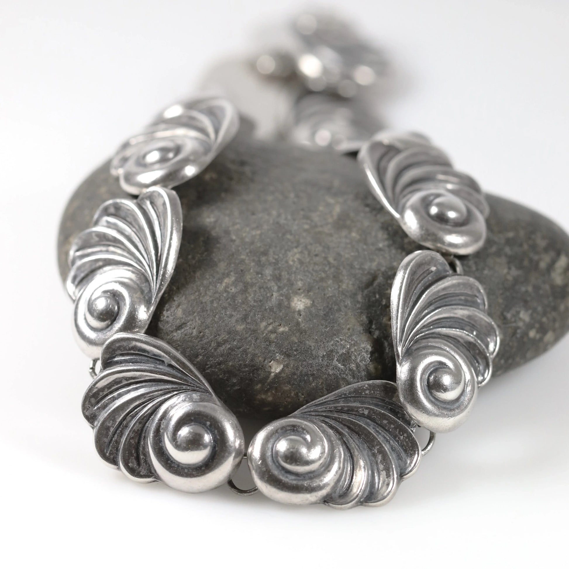 SOLD OUT: Vintage Los Castillo Taxco Mexican Jewelry | Floral Panel Link Necklace - Carmel Fine Silver Jewelry