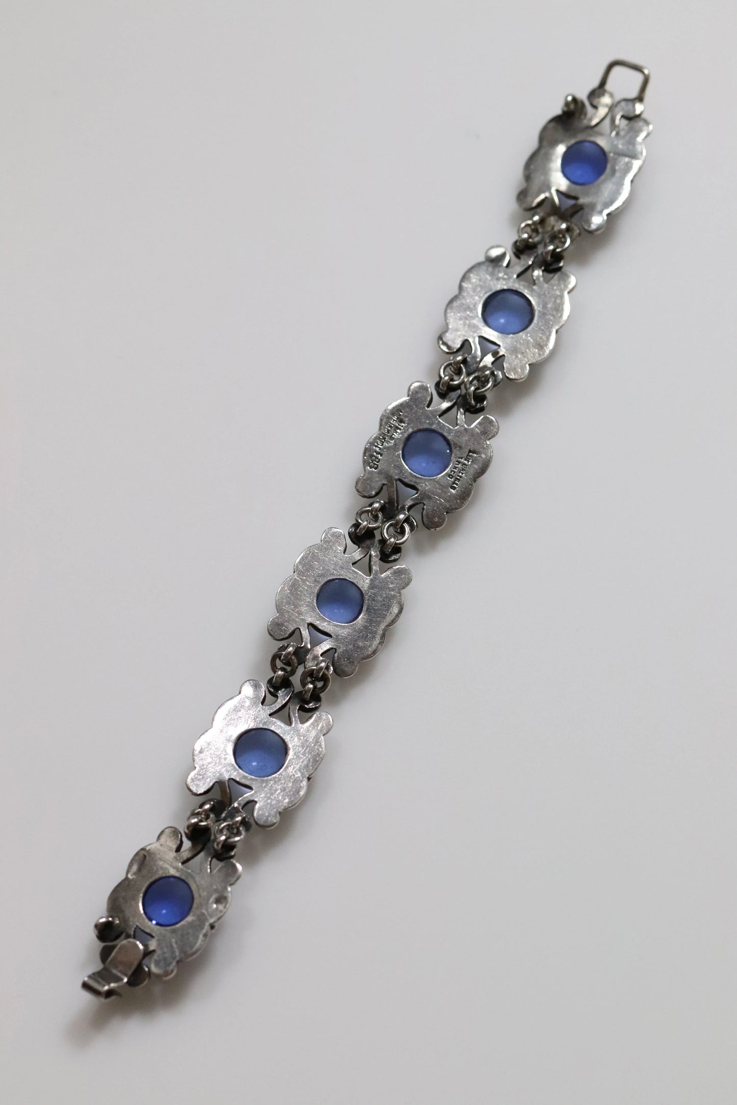 SOLD OUT: Vintage Los Castillo Taxco Mexican Jewelry | Ornate Blue Glass Bracelet - Carmel Fine Silver Jewelry