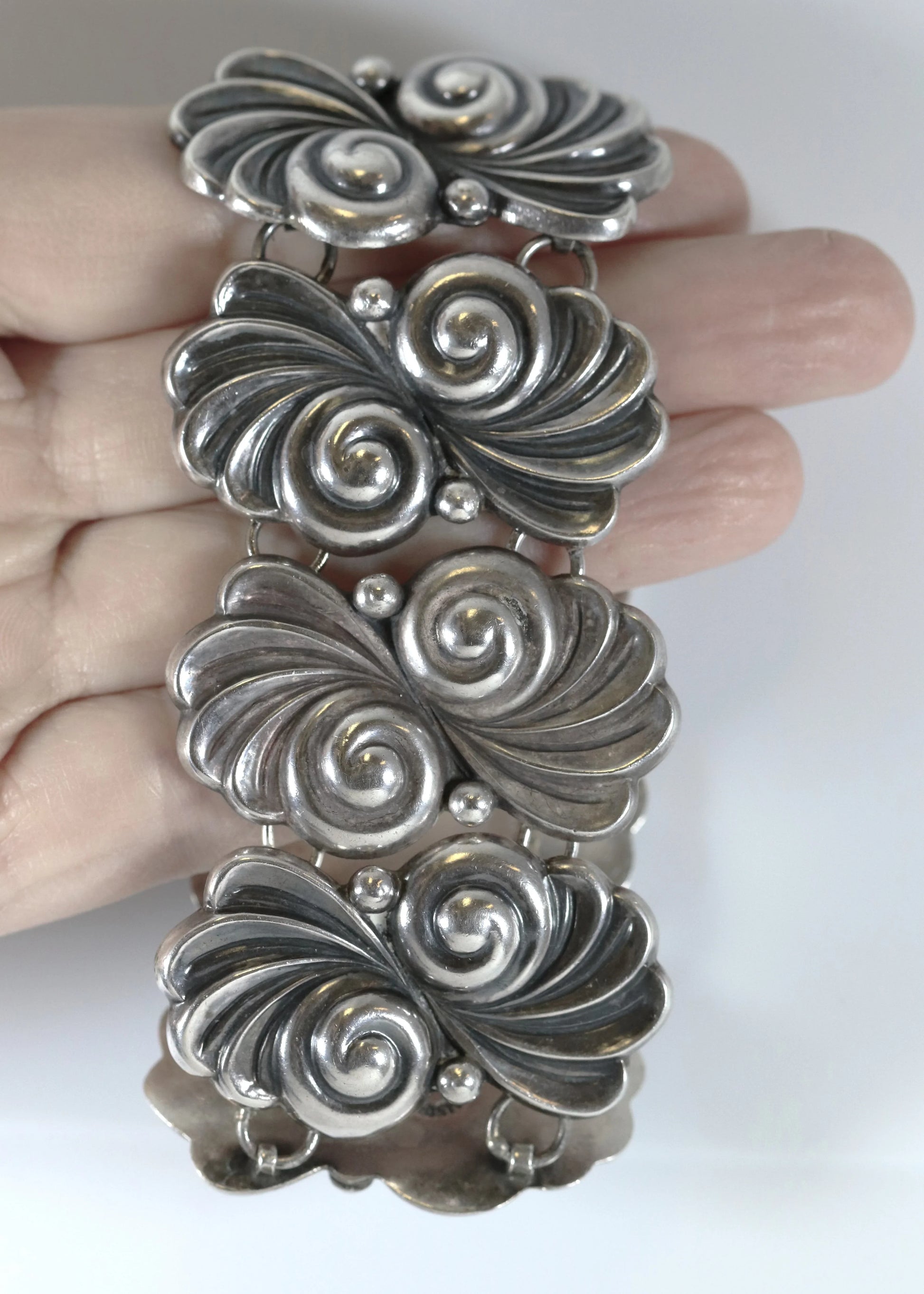 SOLD OUT: Vintage Los Castillo Taxco Mexican Jewelry | Wide Floral Statement Bracelet - Carmel Fine Silver Jewelry