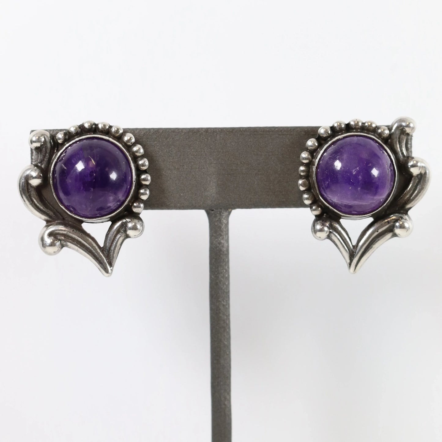 SOLD OUT: Vintage Los Castillo Taxco Silver Mexican Jewelry | Floral Handcrafted Amethyst Earrings - Carmel Fine Silver Jewelry