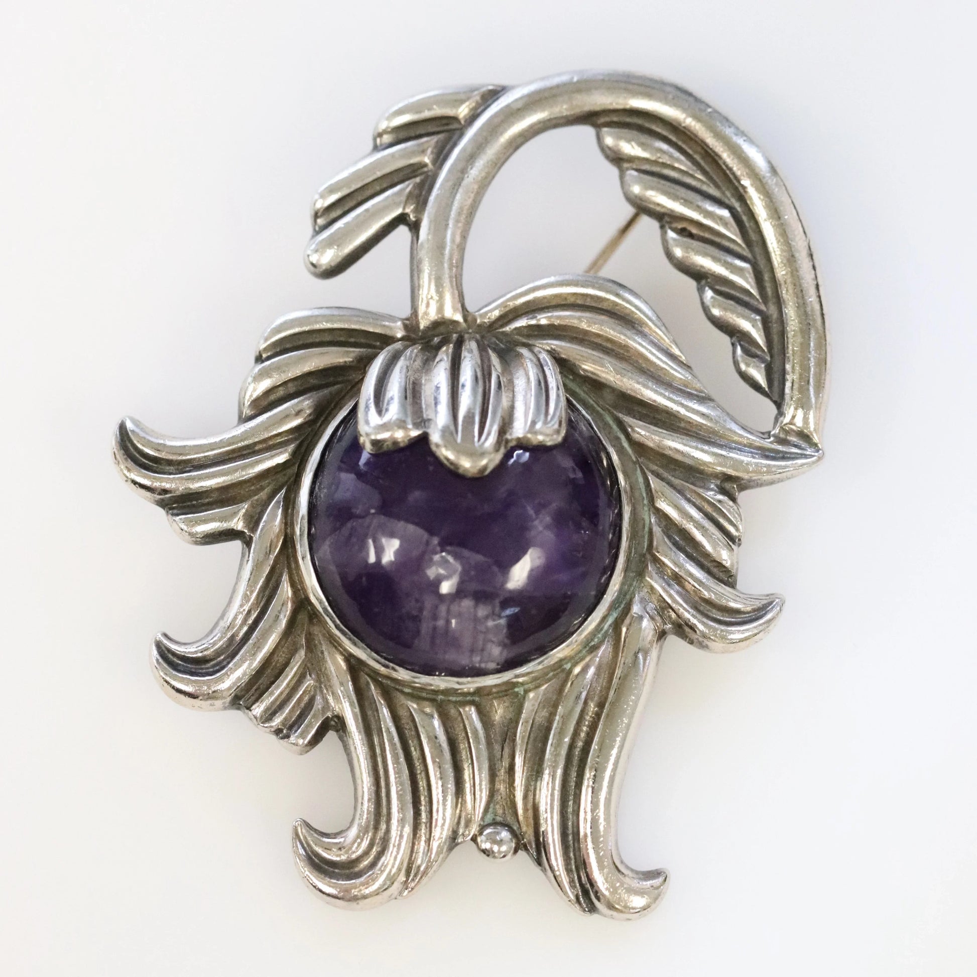 SOLD OUT: Vintage Los Castillo Taxco Silver Mexican Jewelry | Mid Century Amethyst and Silver Brooch - Carmel Fine Silver Jewelry