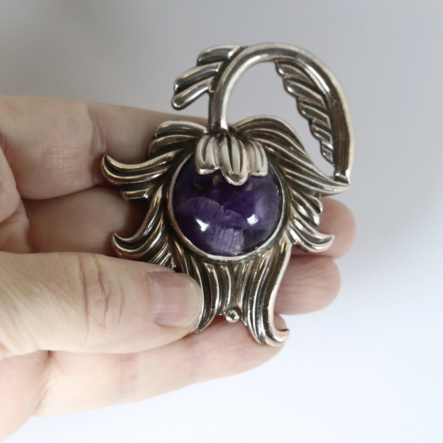 SOLD OUT: Vintage Los Castillo Taxco Silver Mexican Jewelry | Mid Century Amethyst and Silver Brooch - Carmel Fine Silver Jewelry