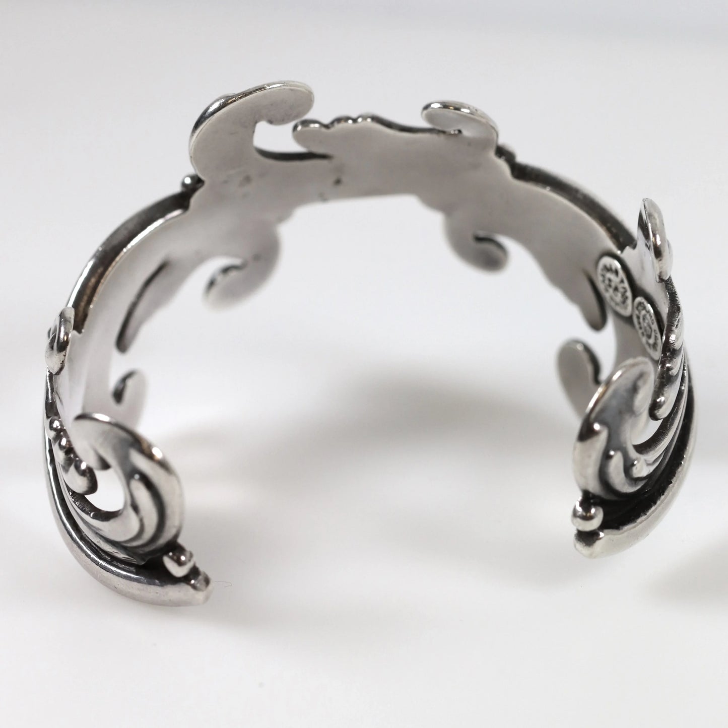 SOLD OUT: Vintage Los Castillo Taxco Silver Mexican Jewelry | Mid-Century Cuff Bracelet with Foliate Trim - Carmel Fine Silver Jewelry