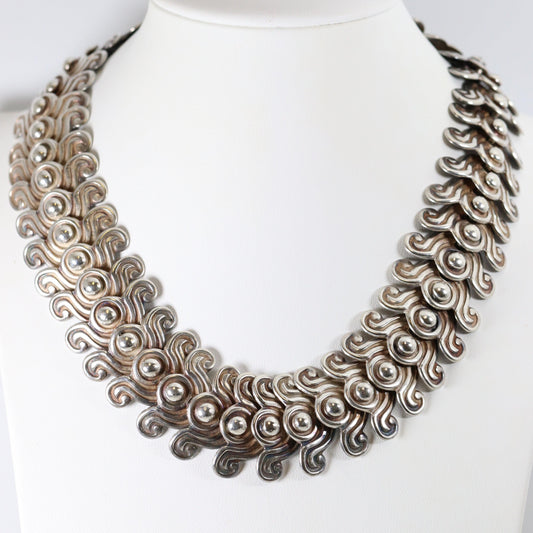 SOLD OUT: Vintage Los Castillo Taxco Silver Mexican Jewelry | Mid-Century Hinged Ornate Necklace - Carmel FSJ