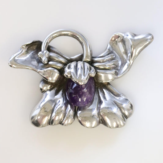 SOLD OUT: Vintage Los Castillo Taxco Silver Mexican Jewelry | Mid Century Orchid Amethyst Brooch - Carmel FSJ