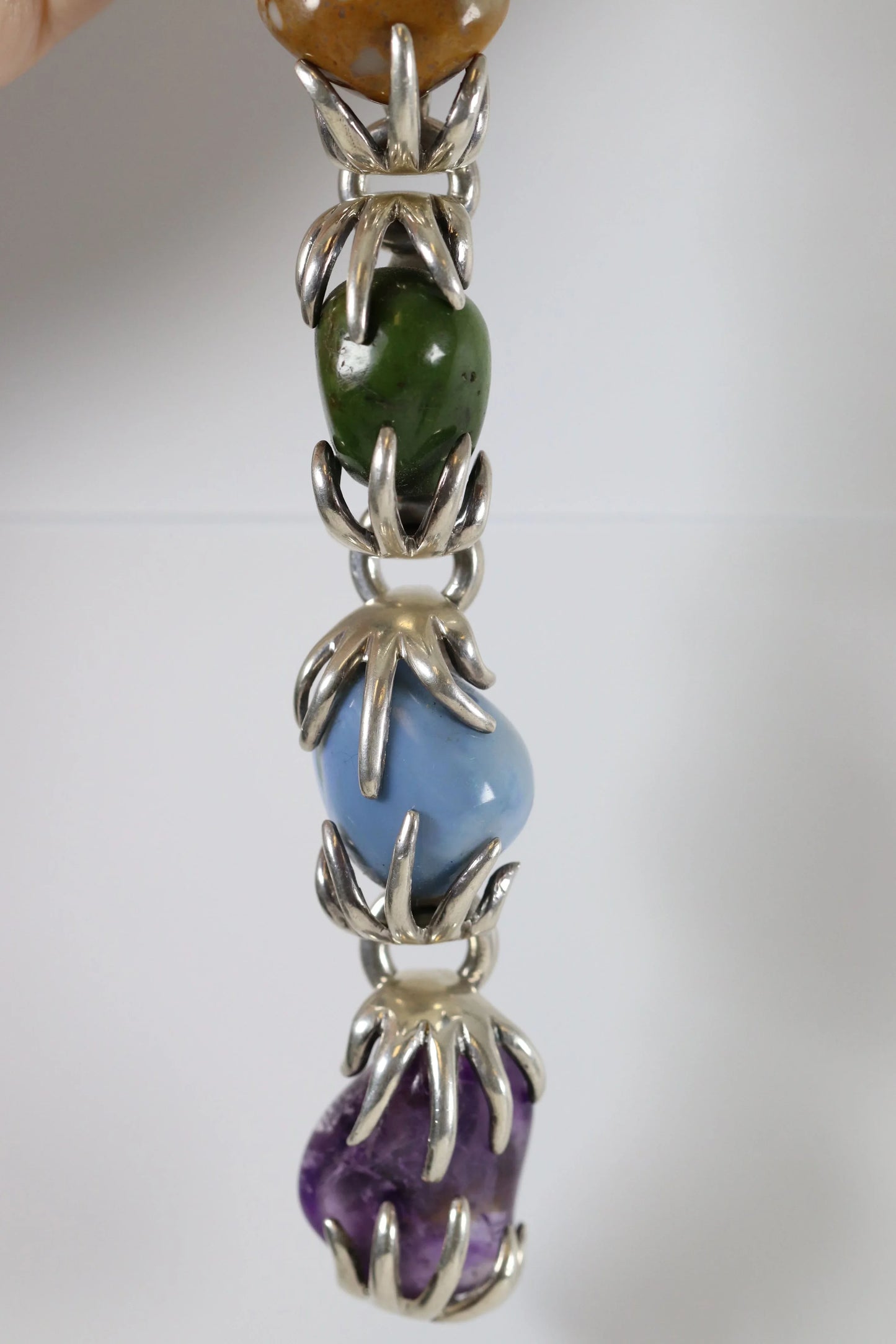 SOLD OUT: Vintage Los Castillo Taxco Silver Mexican Jewelry | Multi-Stone Claw Set Gem Bracelet - Carmel Fine Silver Jewelry