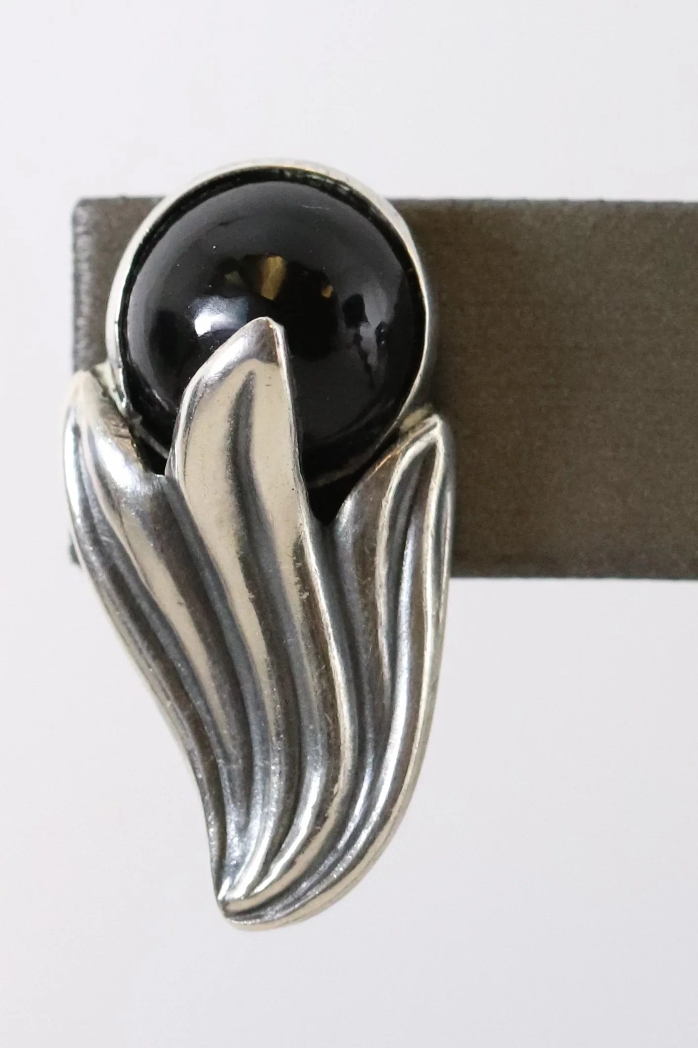 SOLD OUT: Vintage Los Castillo Taxco Silver Mexican Jewelry | Onyx Bell Flower Screwback Earrings - Carmel Fine Silver Jewelry