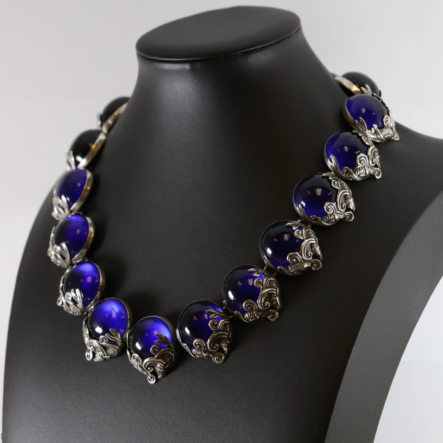 SOLD OUT: Vintage Los Castillo Taxco Silver Mexican Jewelry | Rare Blue Glass Koi Fish Necklace - Carmel Fine Silver Jewelry