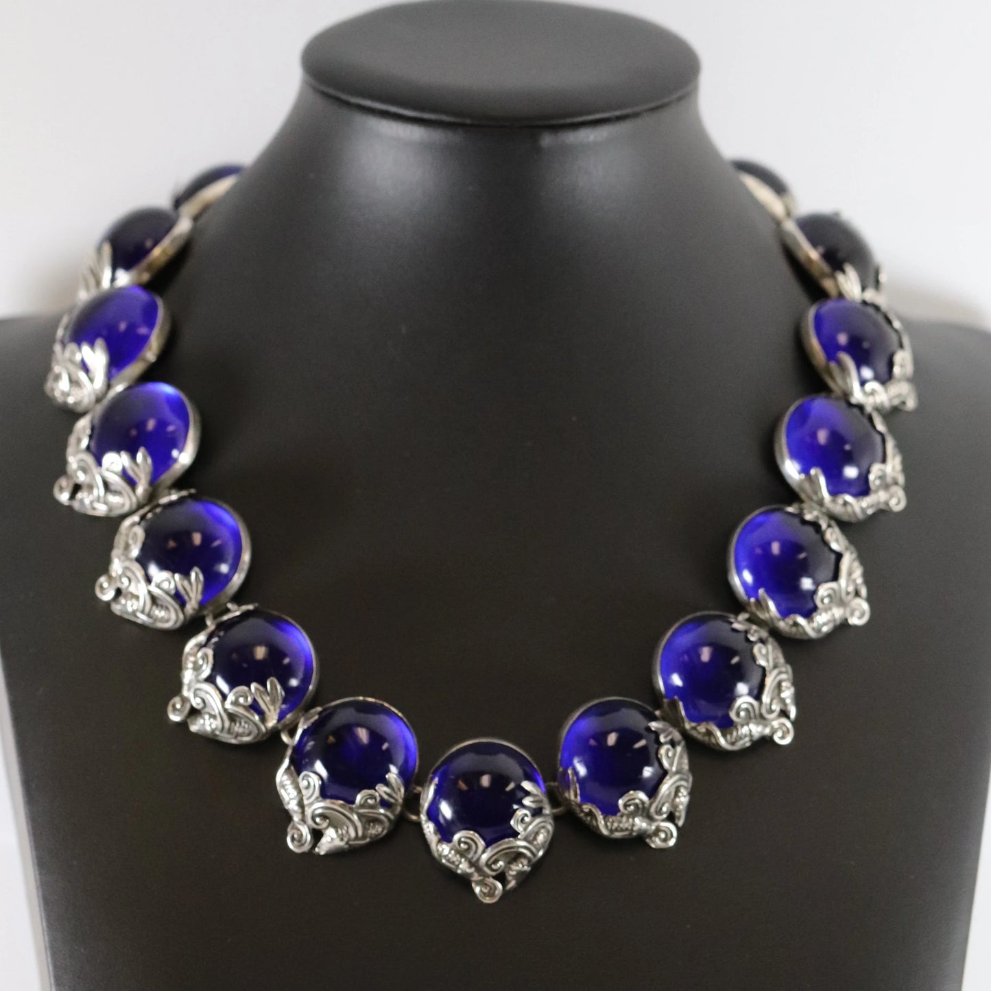 SOLD OUT: Vintage Los Castillo Taxco Silver Mexican Jewelry | Rare Blue Glass Koi Fish Necklace - Carmel Fine Silver Jewelry