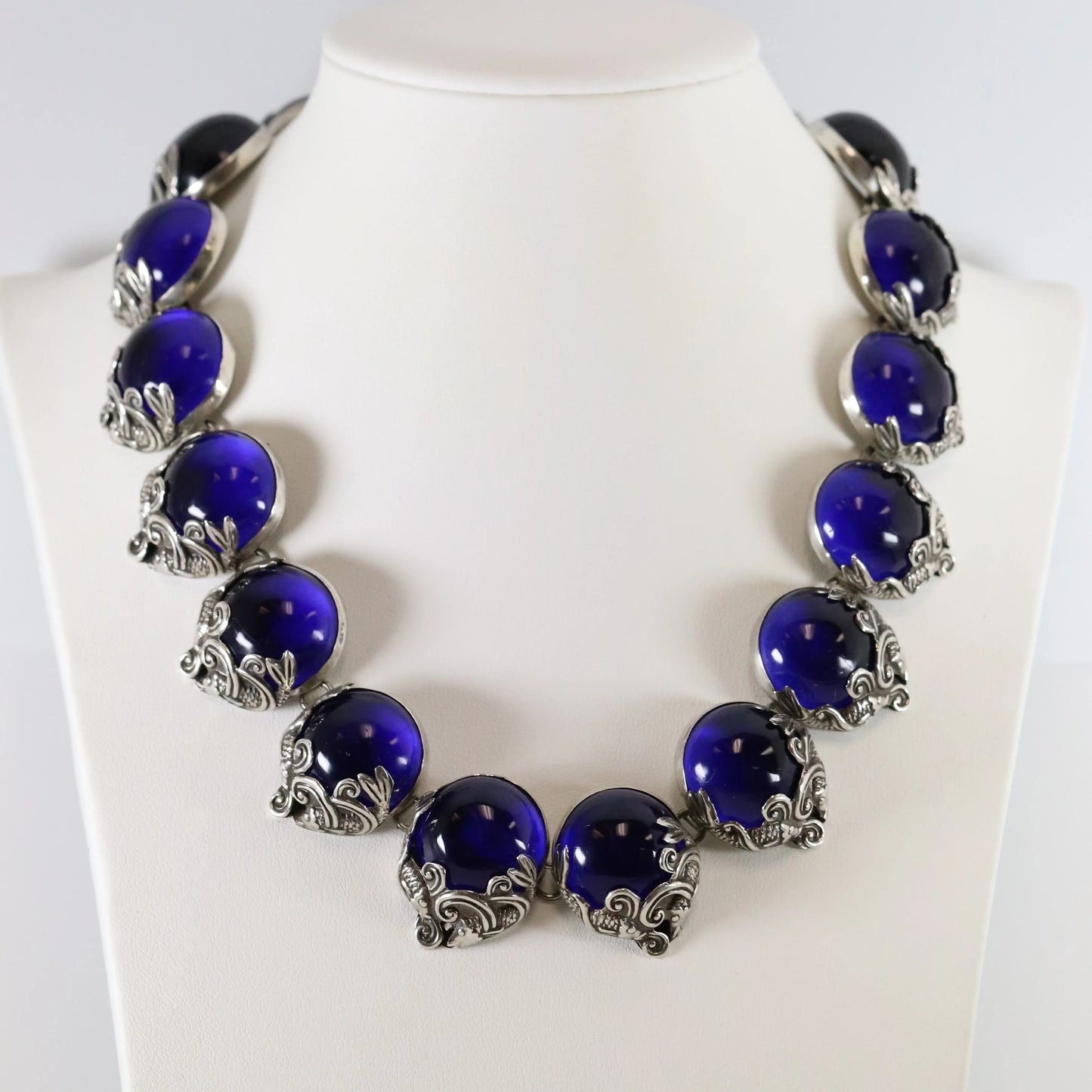 SOLD OUT: Vintage Los Castillo Taxco Silver Mexican Jewelry | Rare Blue Glass Koi Fish Necklace - Carmel Fine Silver Jewelry