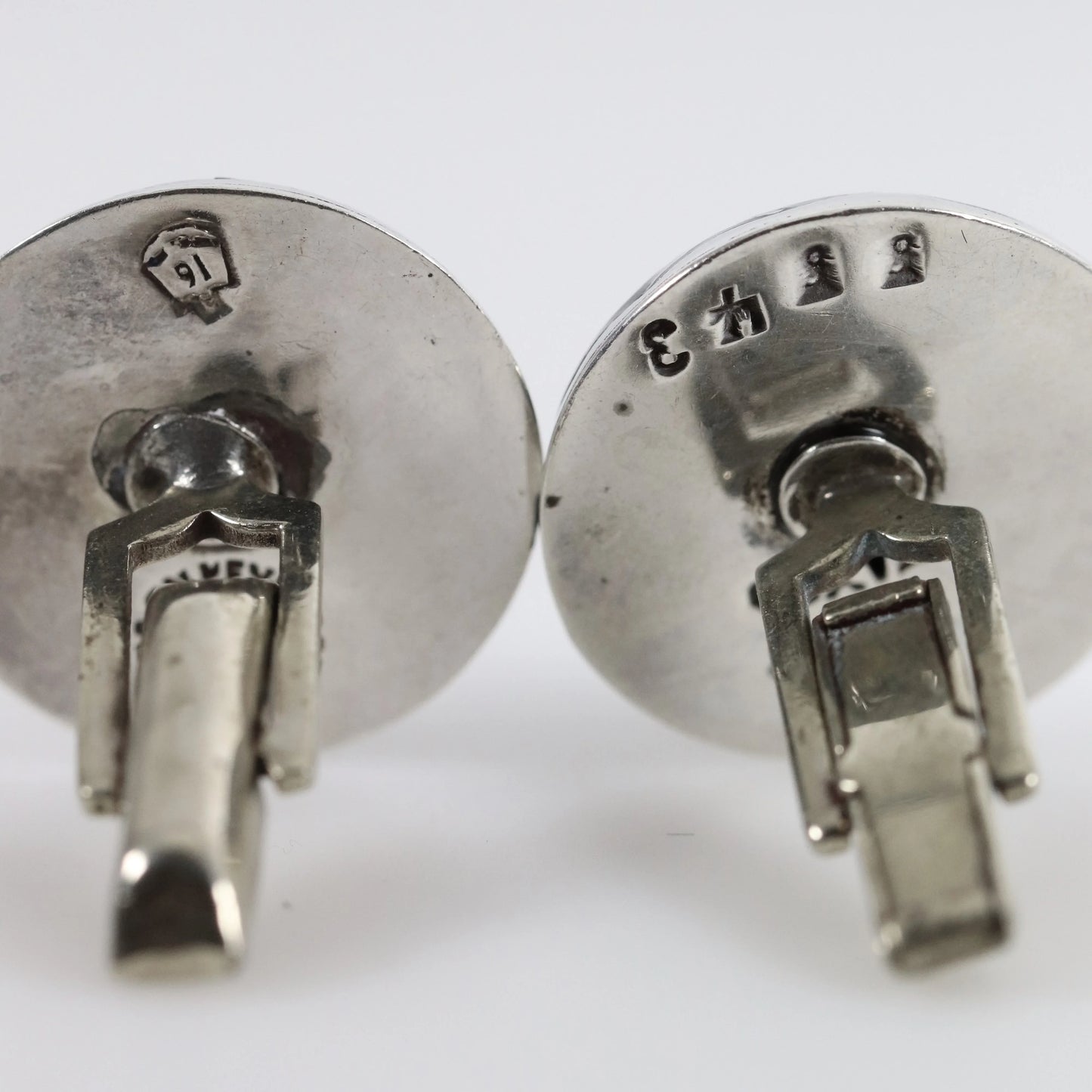 SOLD OUT: Vintage Margot de Taxco Jewelry | Round Floral Enamel Cufflinks - Carmel Fine Silver Jewelry