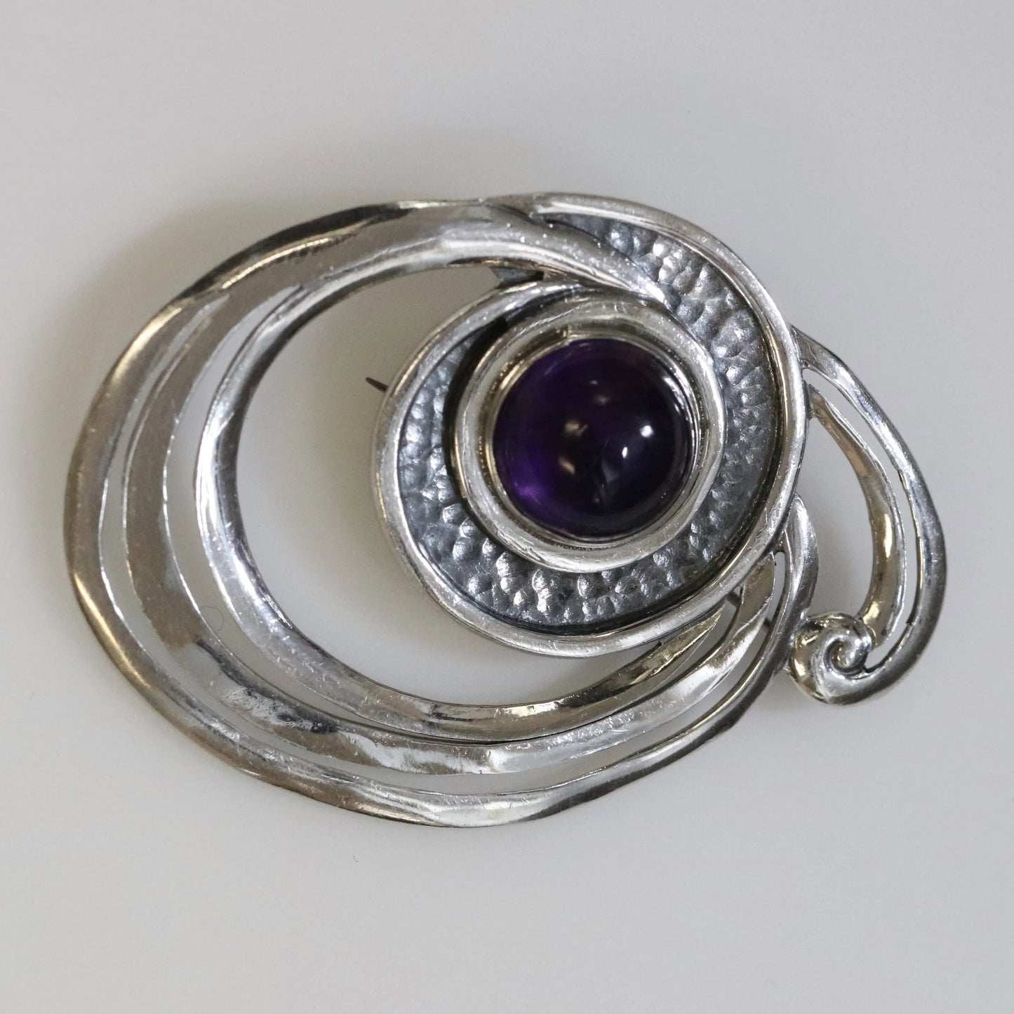 SOLD OUT: Vintage Margot de Taxco Mexican Jewelry | Amethyst Swirl Modernist Brooch - Carmel Fine Silver Jewelry