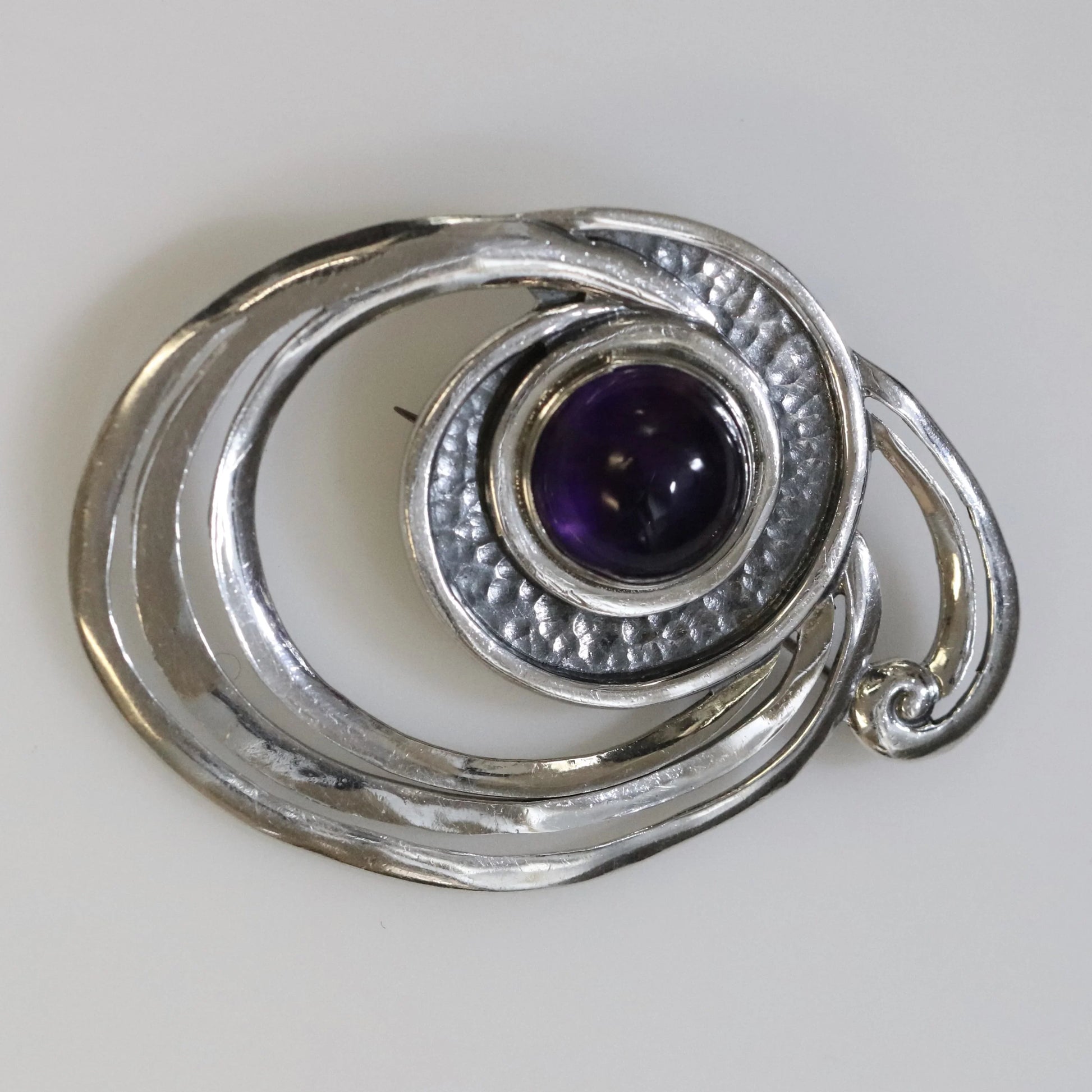 SOLD OUT: Vintage Margot de Taxco Mexican Jewelry | Amethyst Swirl Modernist Brooch - Carmel Fine Silver Jewelry