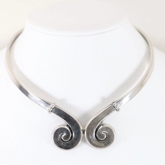 SOLD OUT: Vintage Margot de Taxco Mexican Jewelry | Handcrafted Swirl Mid-Century Choker - Carmel Fine Silver Jewelry