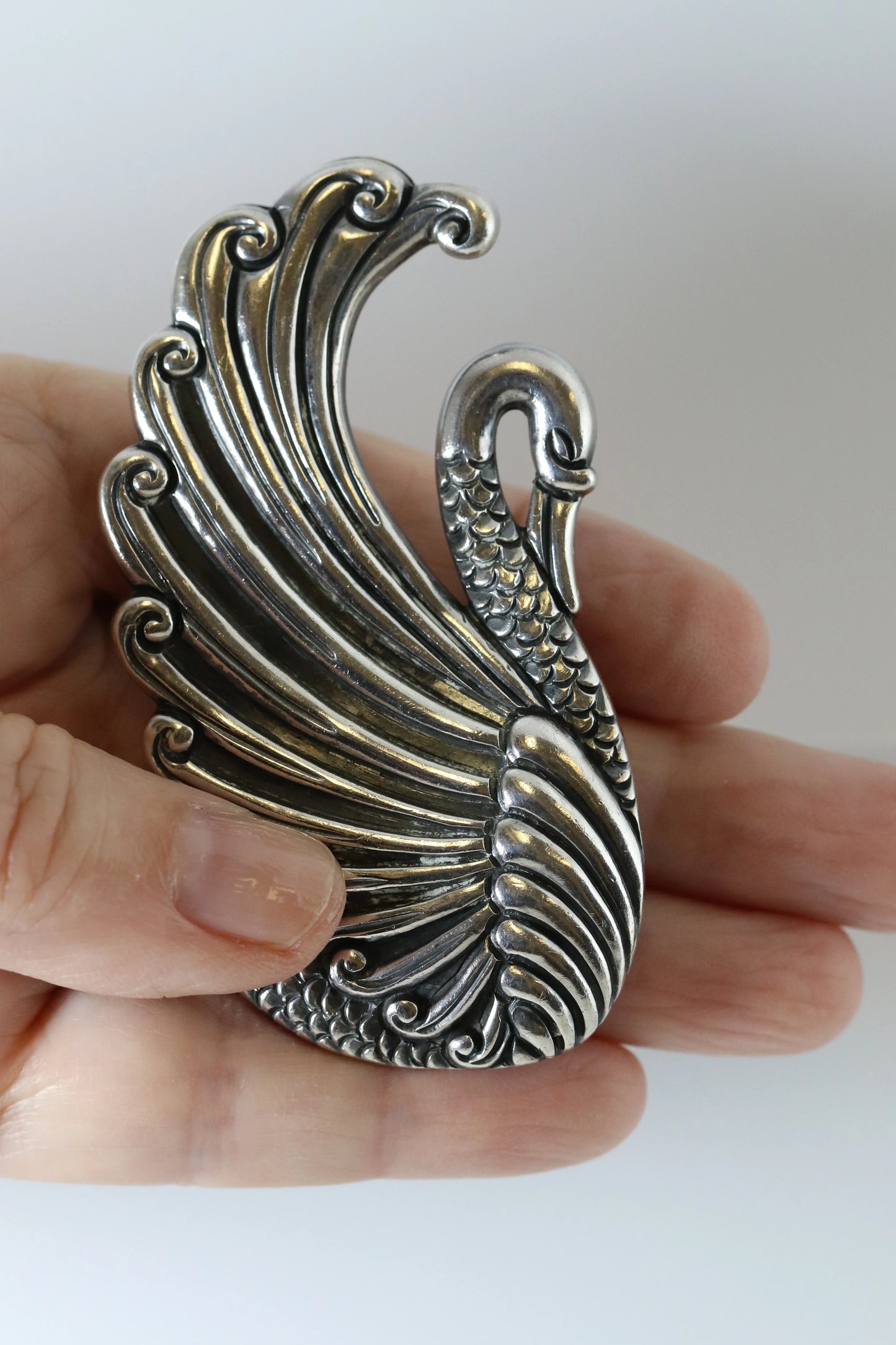 SOLD OUT: Vintage Margot de Taxco Mexican Jewelry | Large Sterling Silver Swan Brooch - Carmel Fine Silver Jewelry