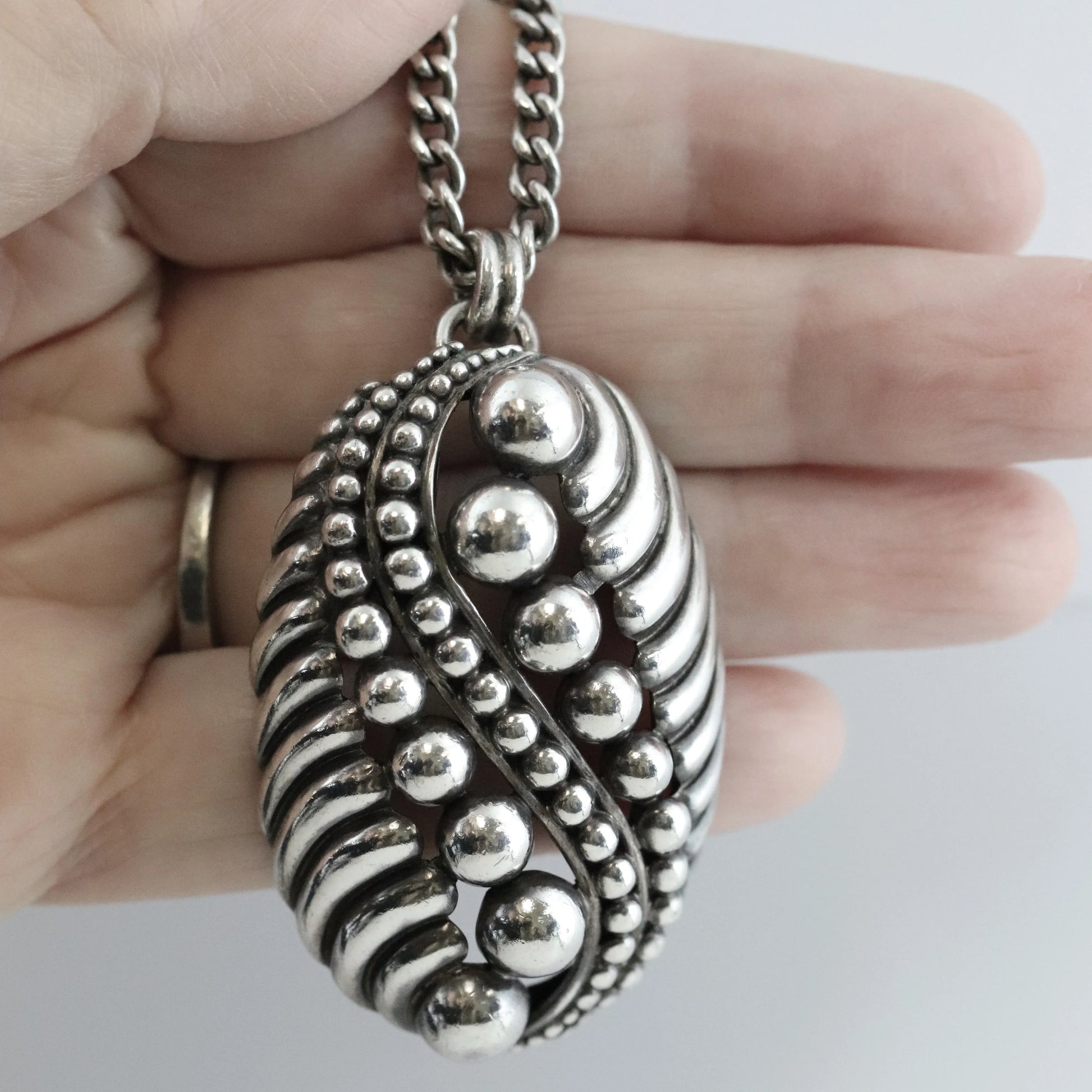 SOLD OUT: Vintage Margot de Taxco Mexican Jewelry | Ornate Beaded Statement Pendant - Carmel Fine Silver Jewelry