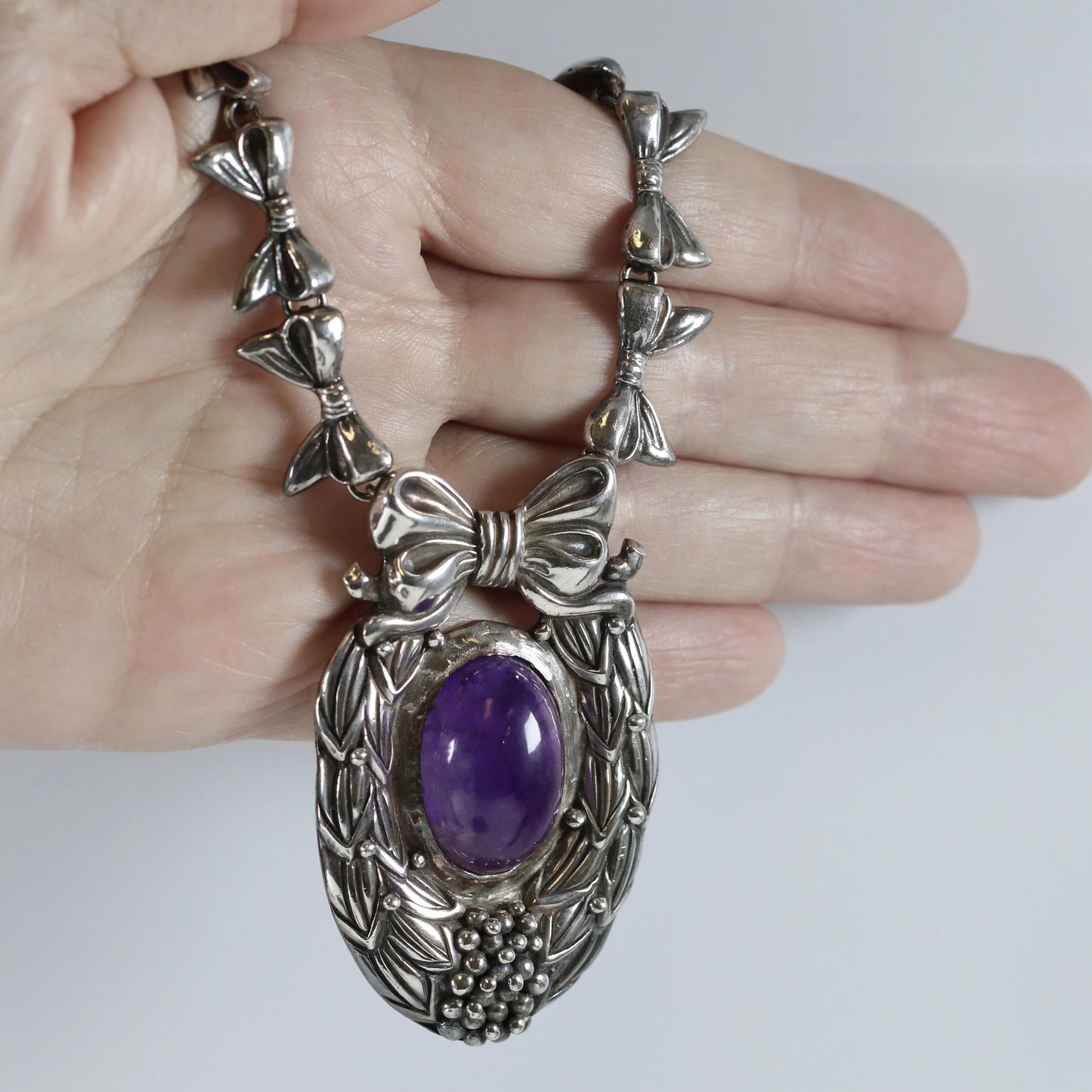 SOLD OUT: Vintage Margot de Taxco Silver Mexican Jewelry | Mid-Century Amethyst Estate Necklace - Carmel Fine Silver Jewelry