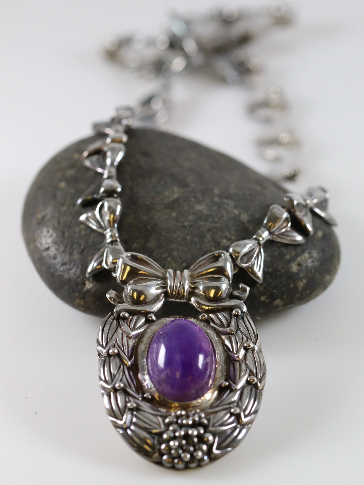 SOLD OUT: Vintage Margot de Taxco Silver Mexican Jewelry | Mid-Century Amethyst Estate Necklace - Carmel Fine Silver Jewelry