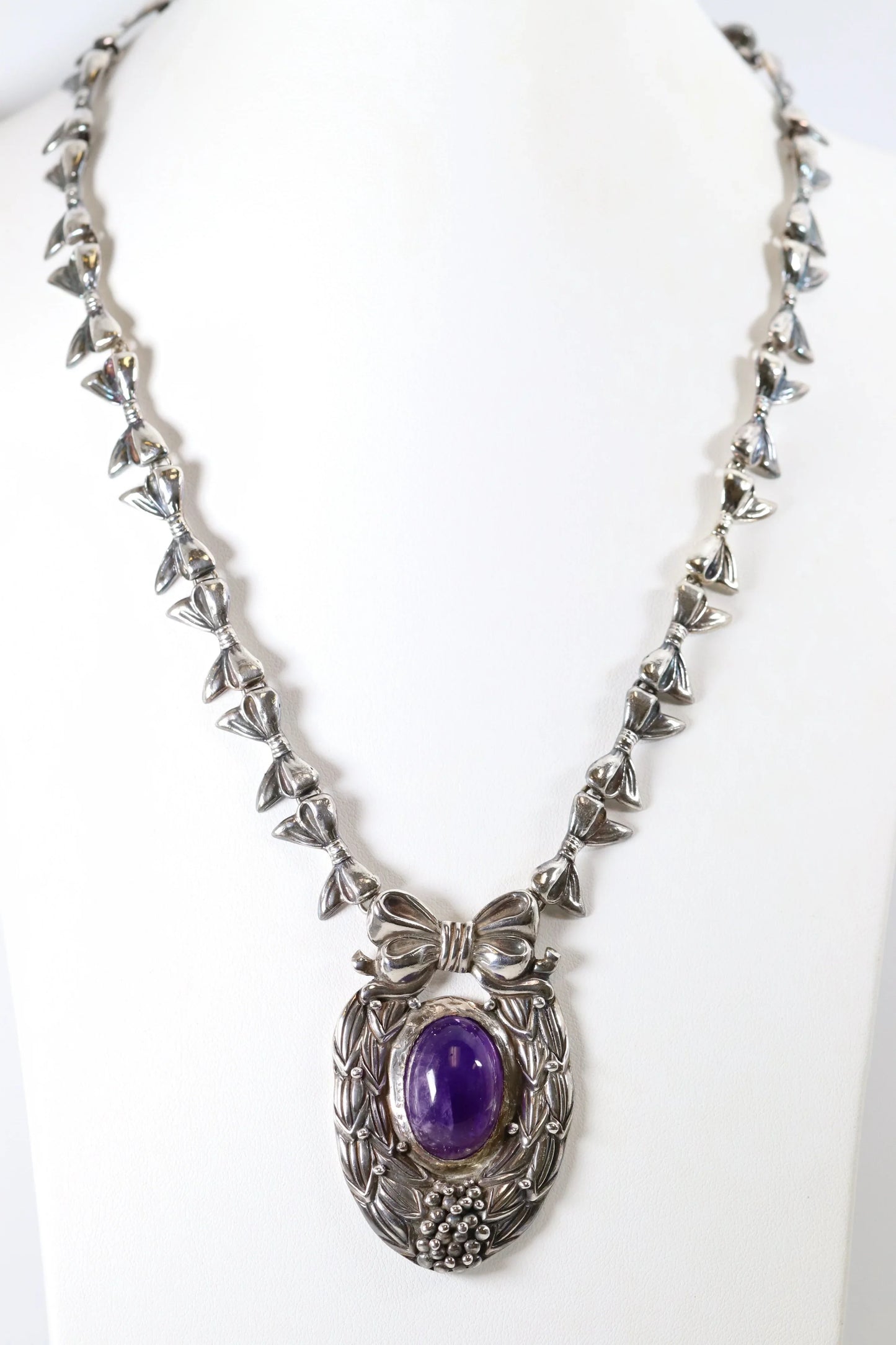 SOLD OUT: Vintage Margot de Taxco Silver Mexican Jewelry | Mid-Century Amethyst Estate Necklace - Carmel Fine Silver Jewelry